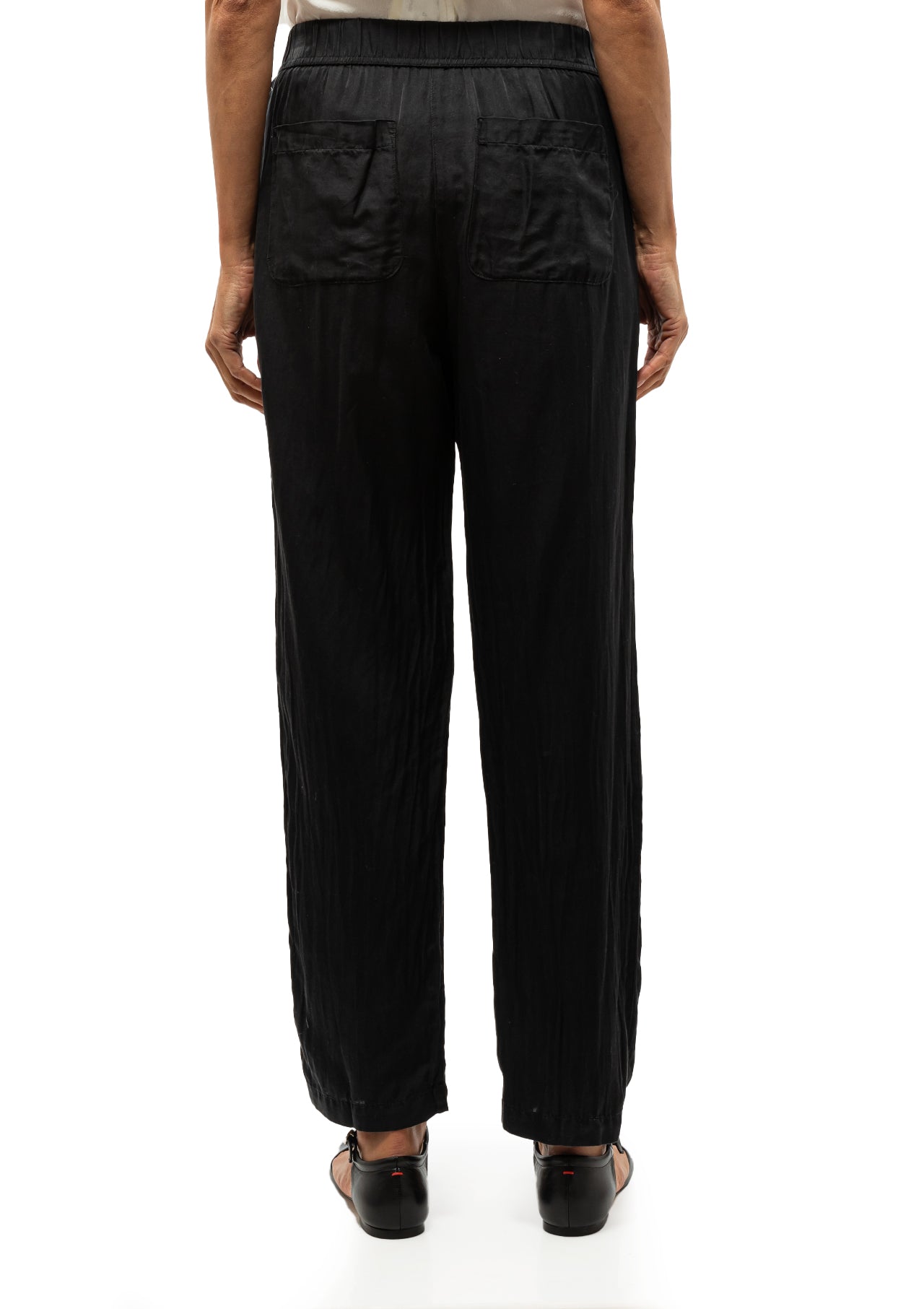 Solid Silk Fez Pant | Black