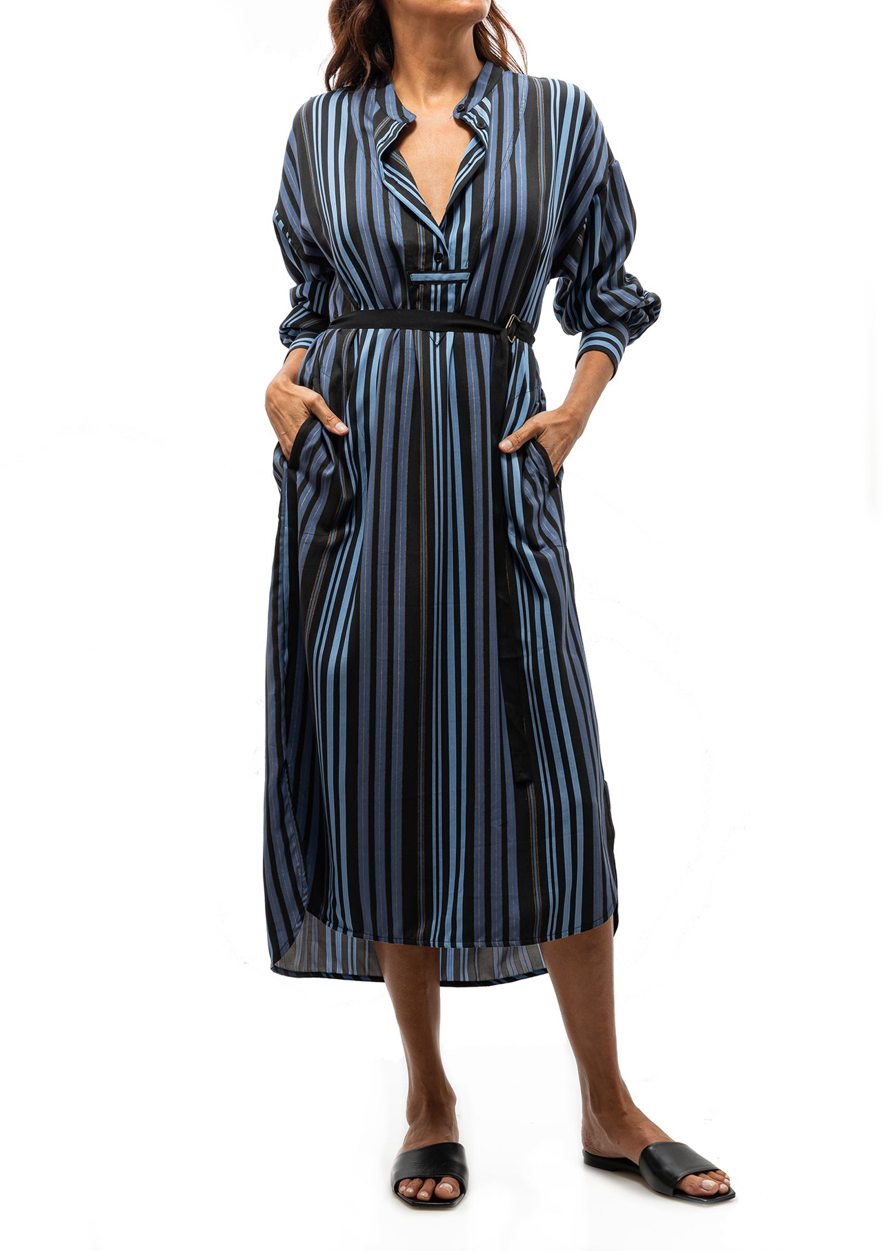 Raquel Allegra | Sueded Tencel Dinka Midi Dress | Sea Sea / 1