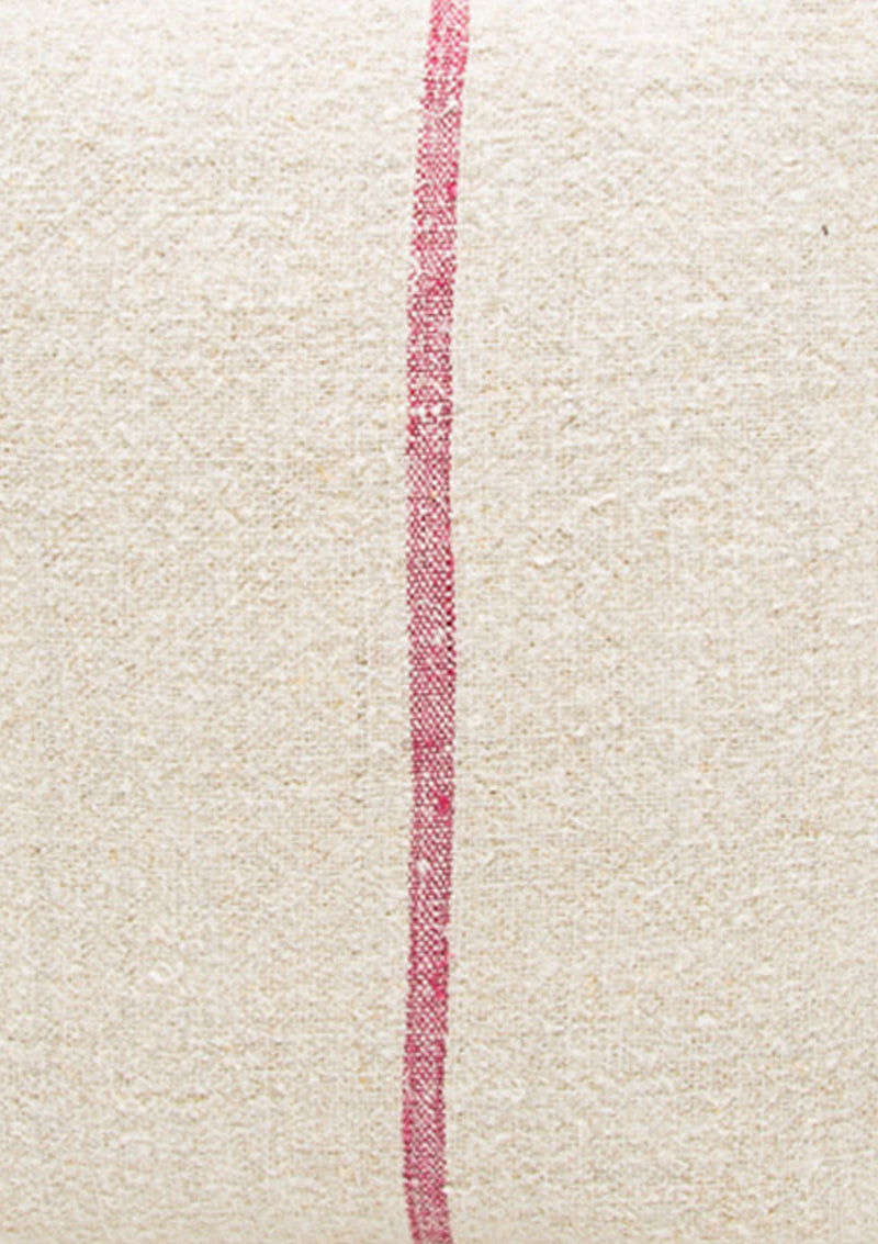 Red Single Stripe Grain Sack Cushion | 18" x 18"