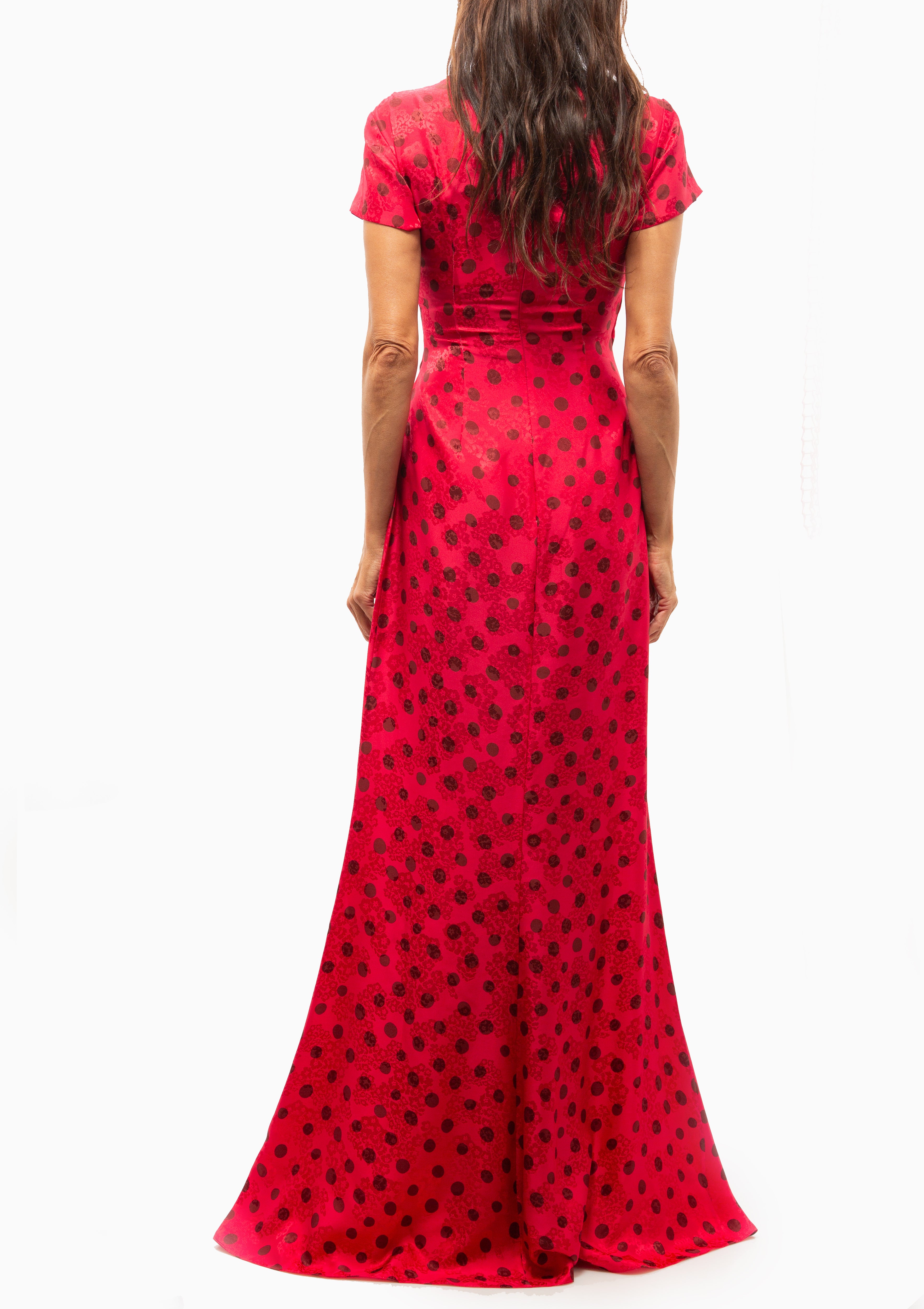 Kelly Long Dress | Raspberry Polka Dot