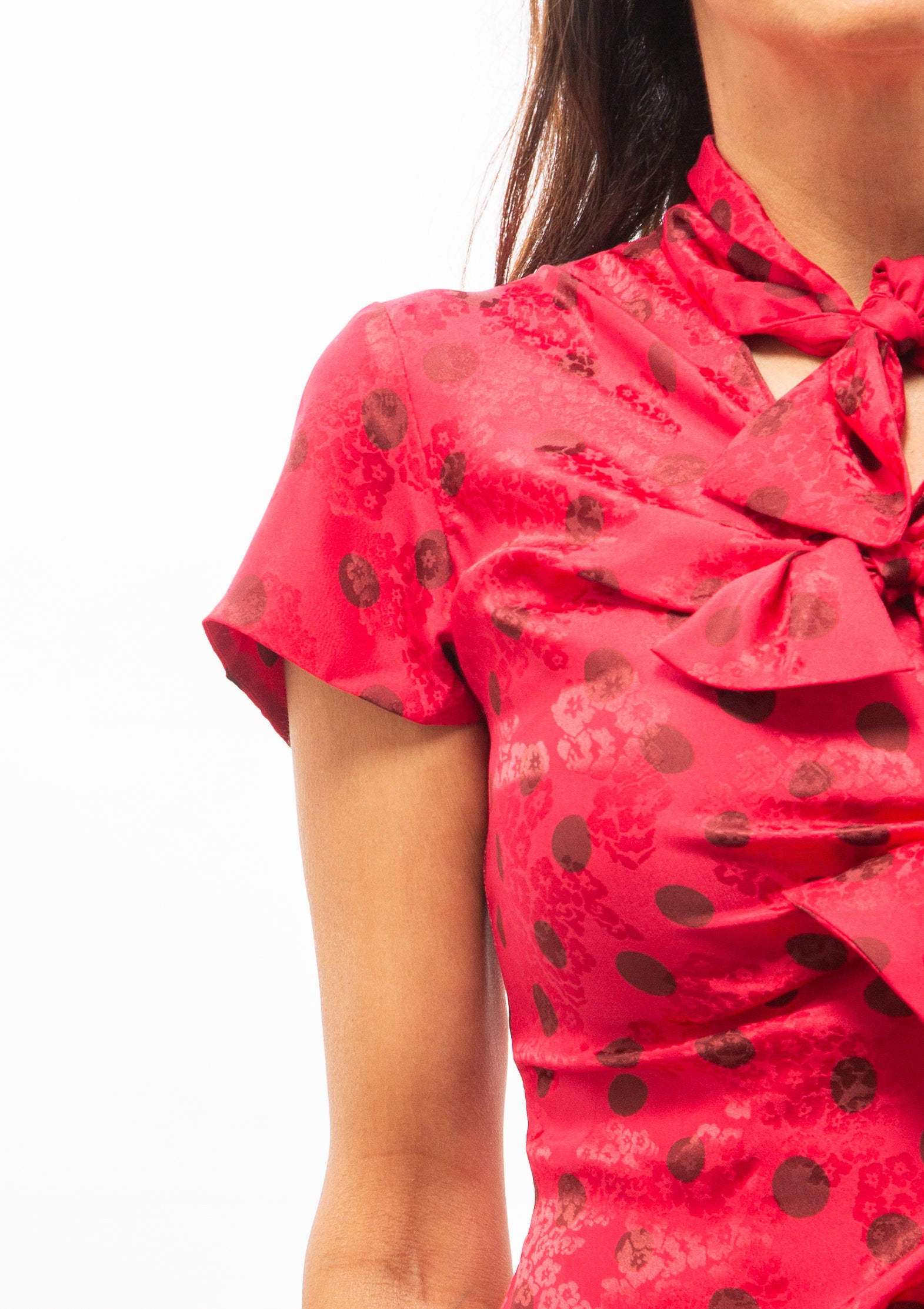 Kelly Long Dress | Raspberry Polka Dot