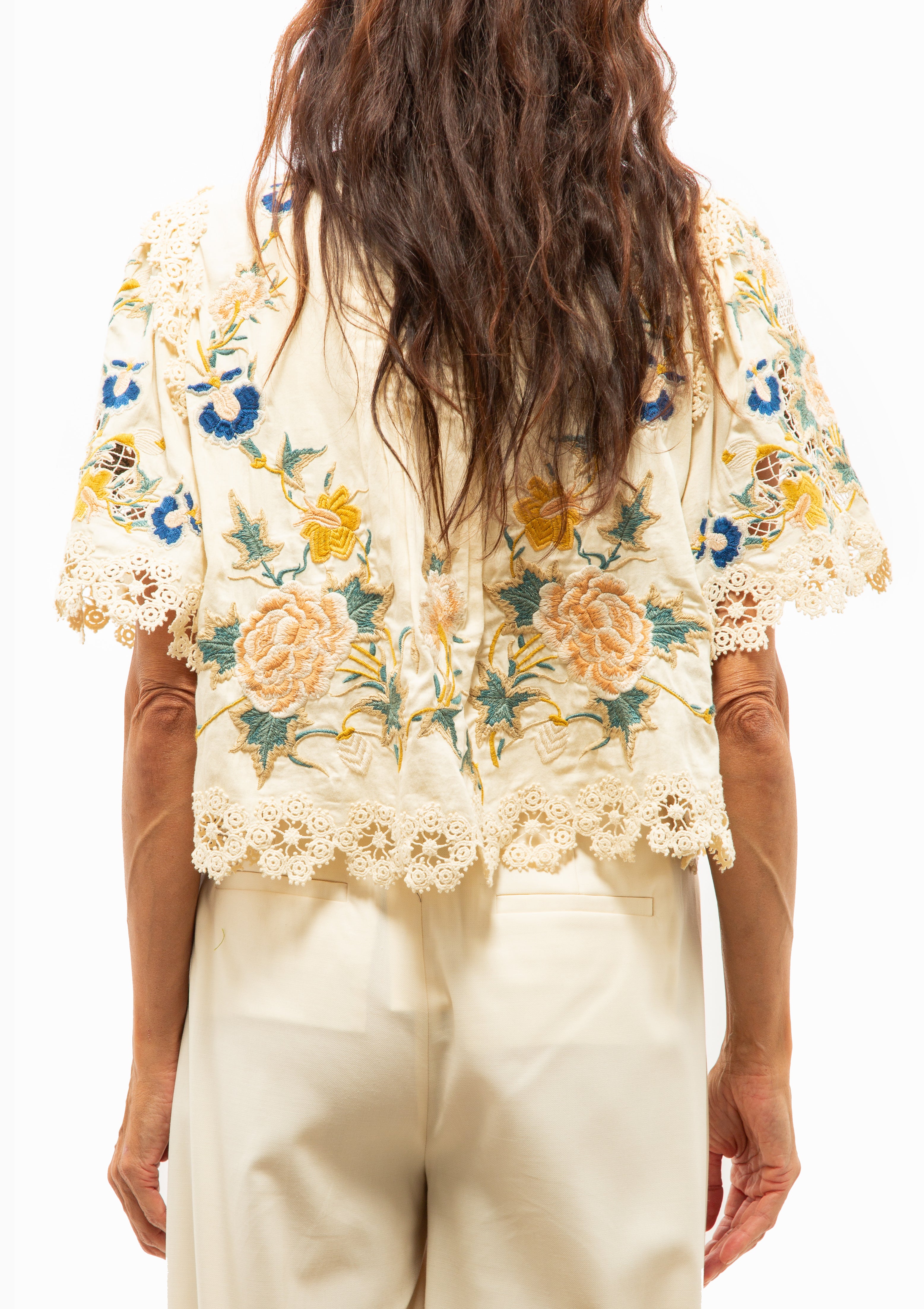 Adonna Embroidered Top | Cream