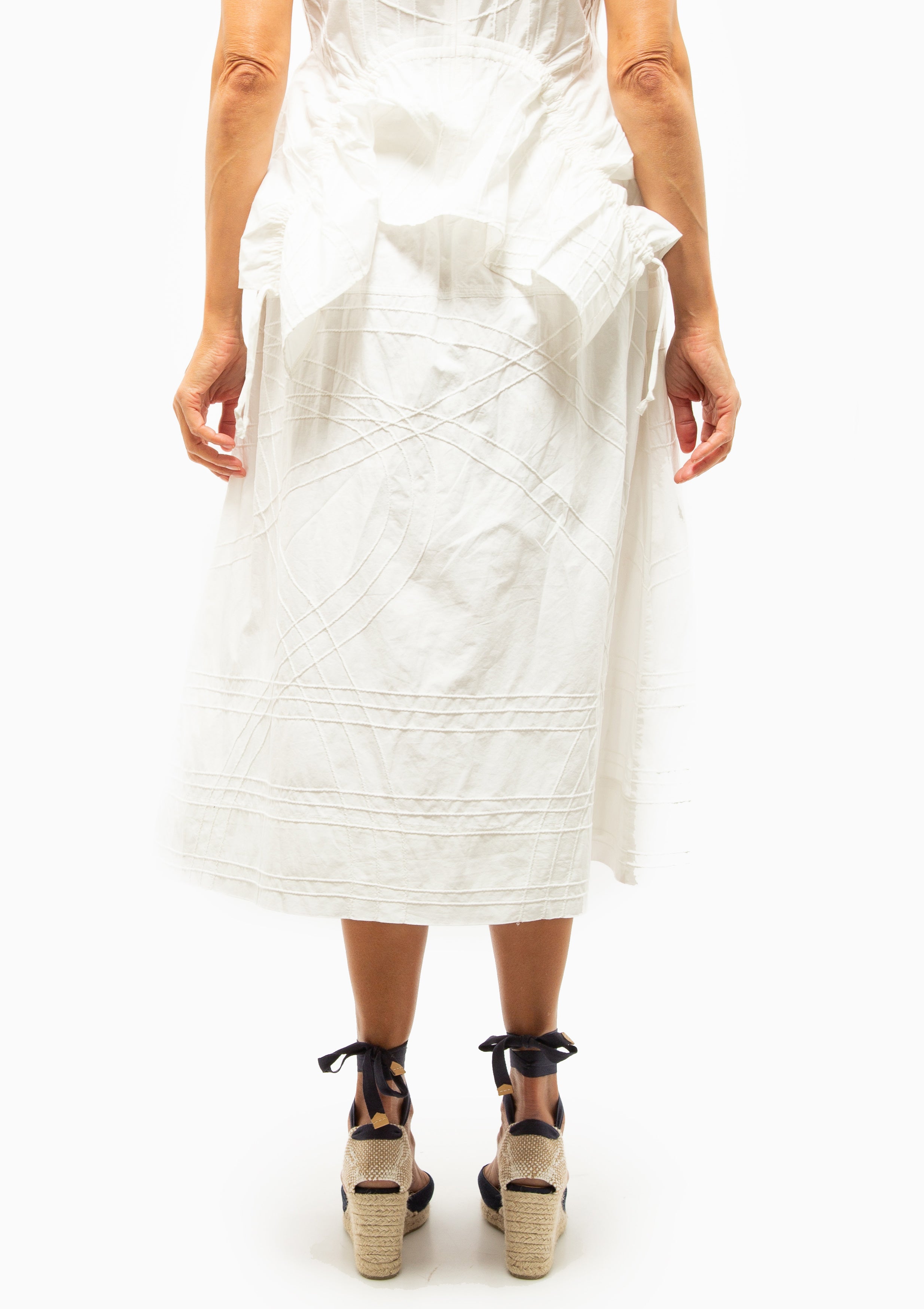 Camden Cotton Poplin Midi Skirt | White