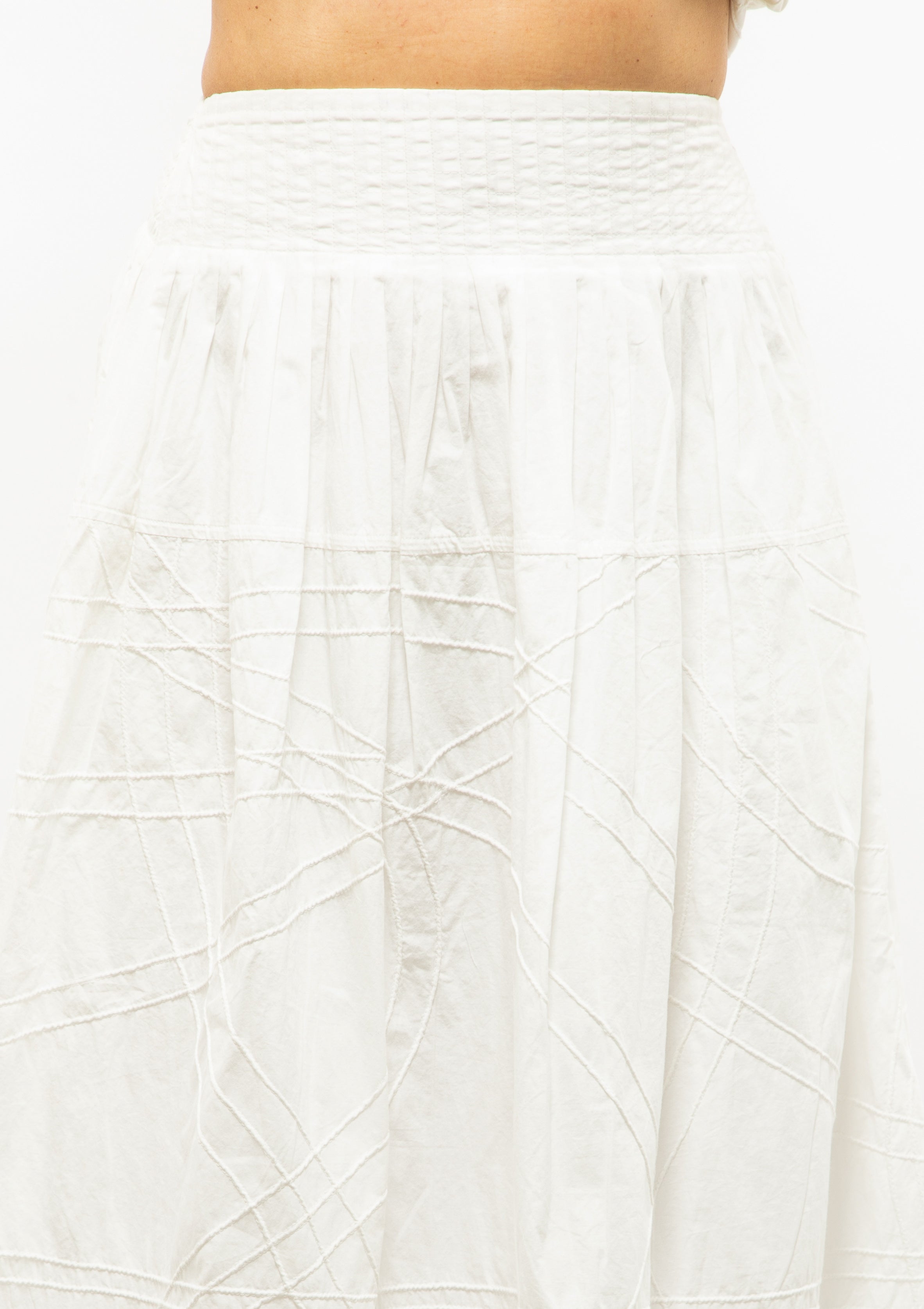 Camden Cotton Poplin Midi Skirt | White