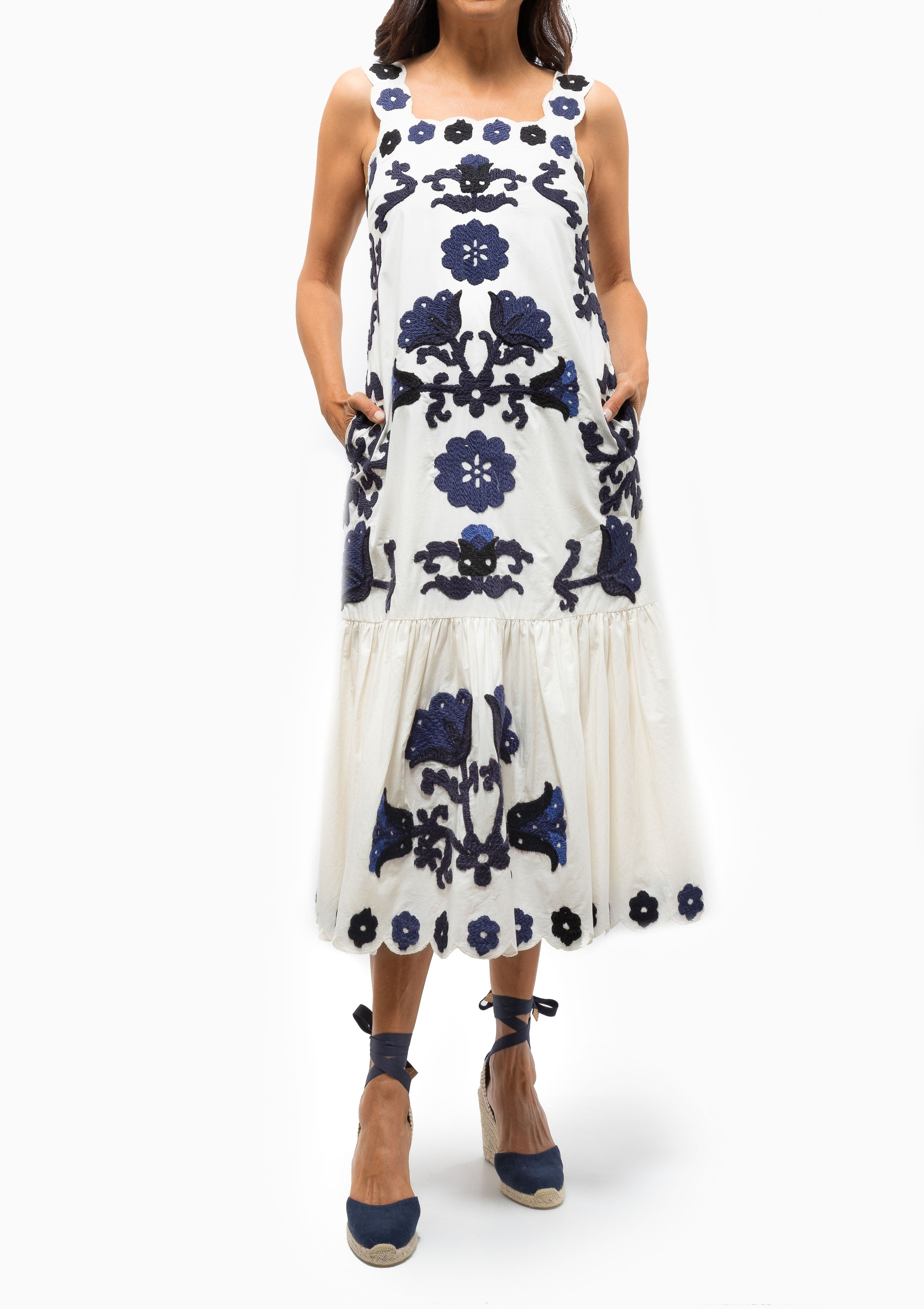 Catrine Applique Tank Dress | Blue