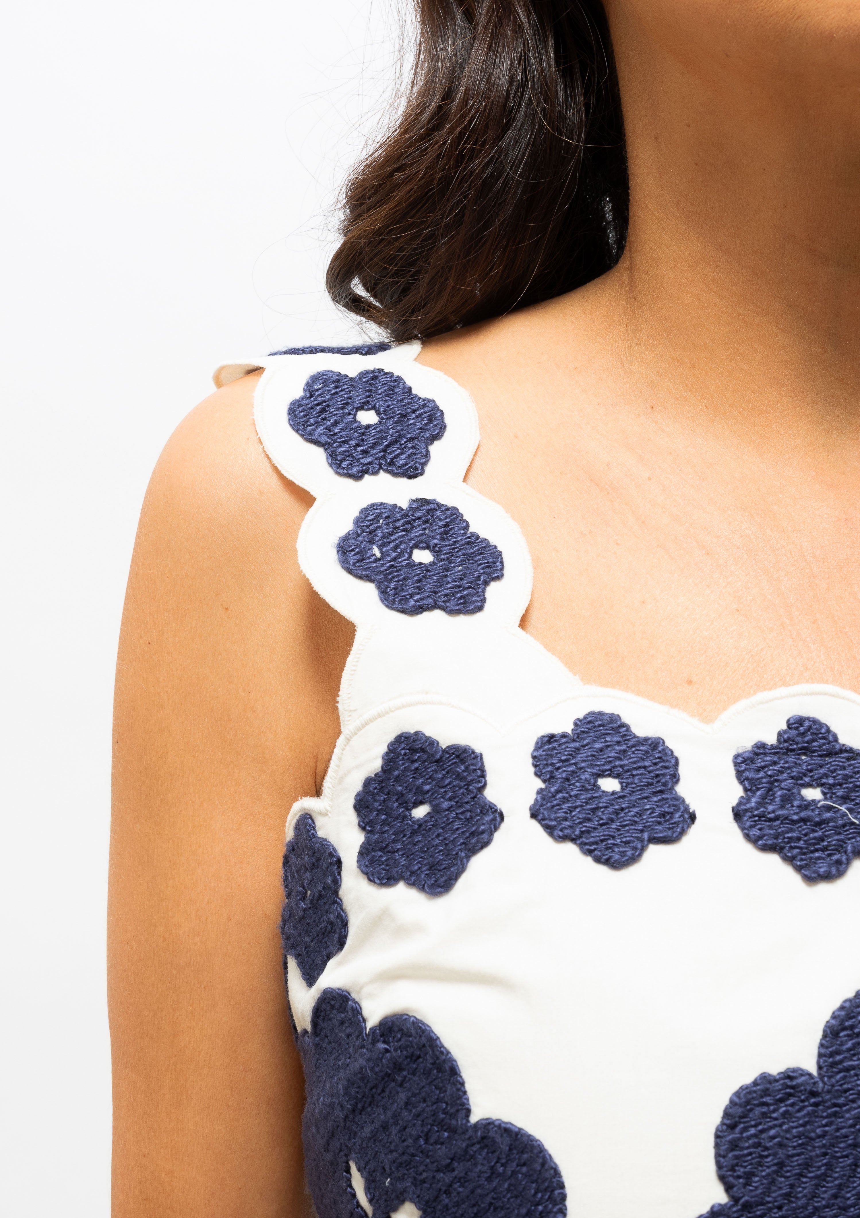 Catrine Applique Tank Top | Blue