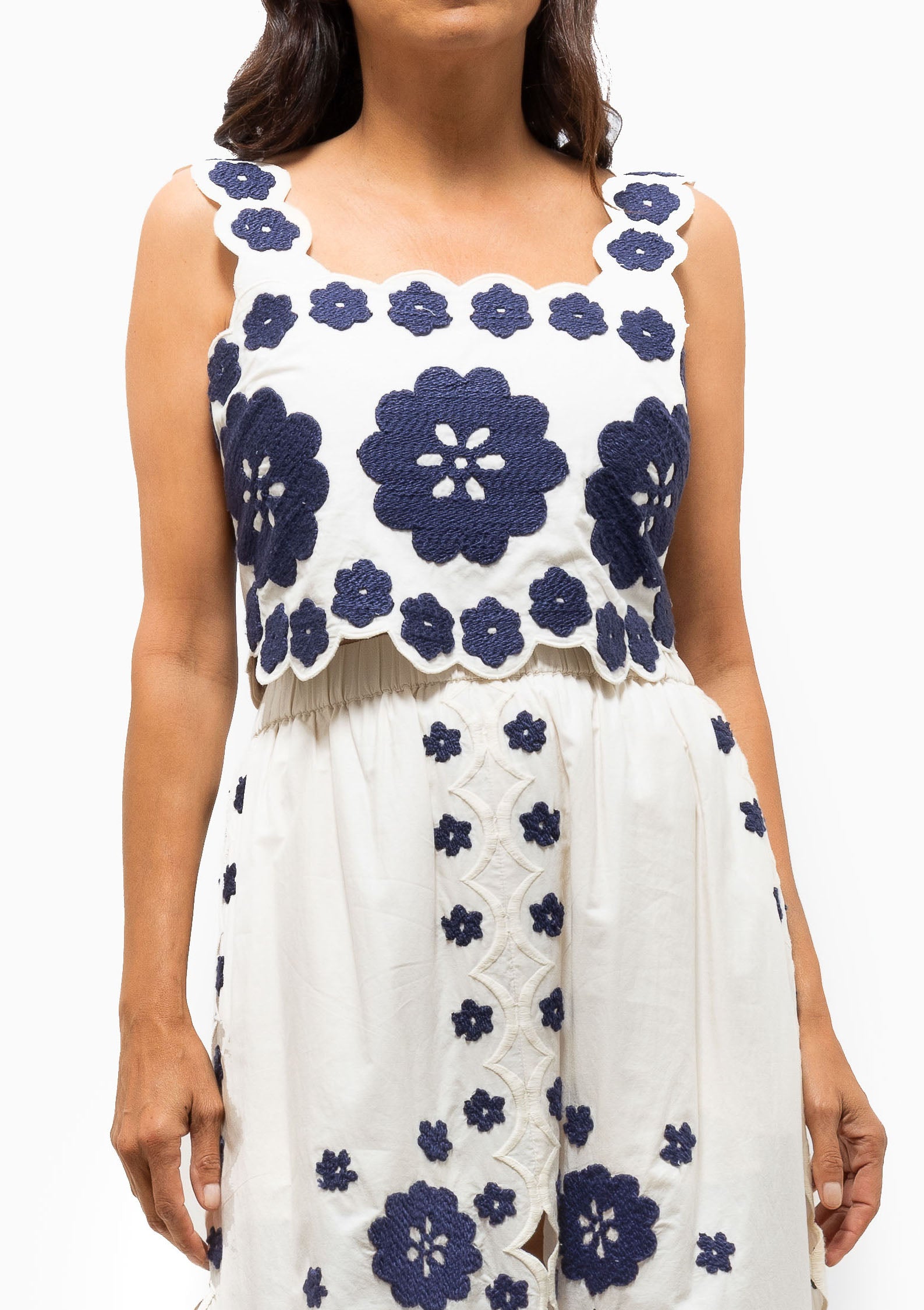 Catrine Applique Tank Top | Blue