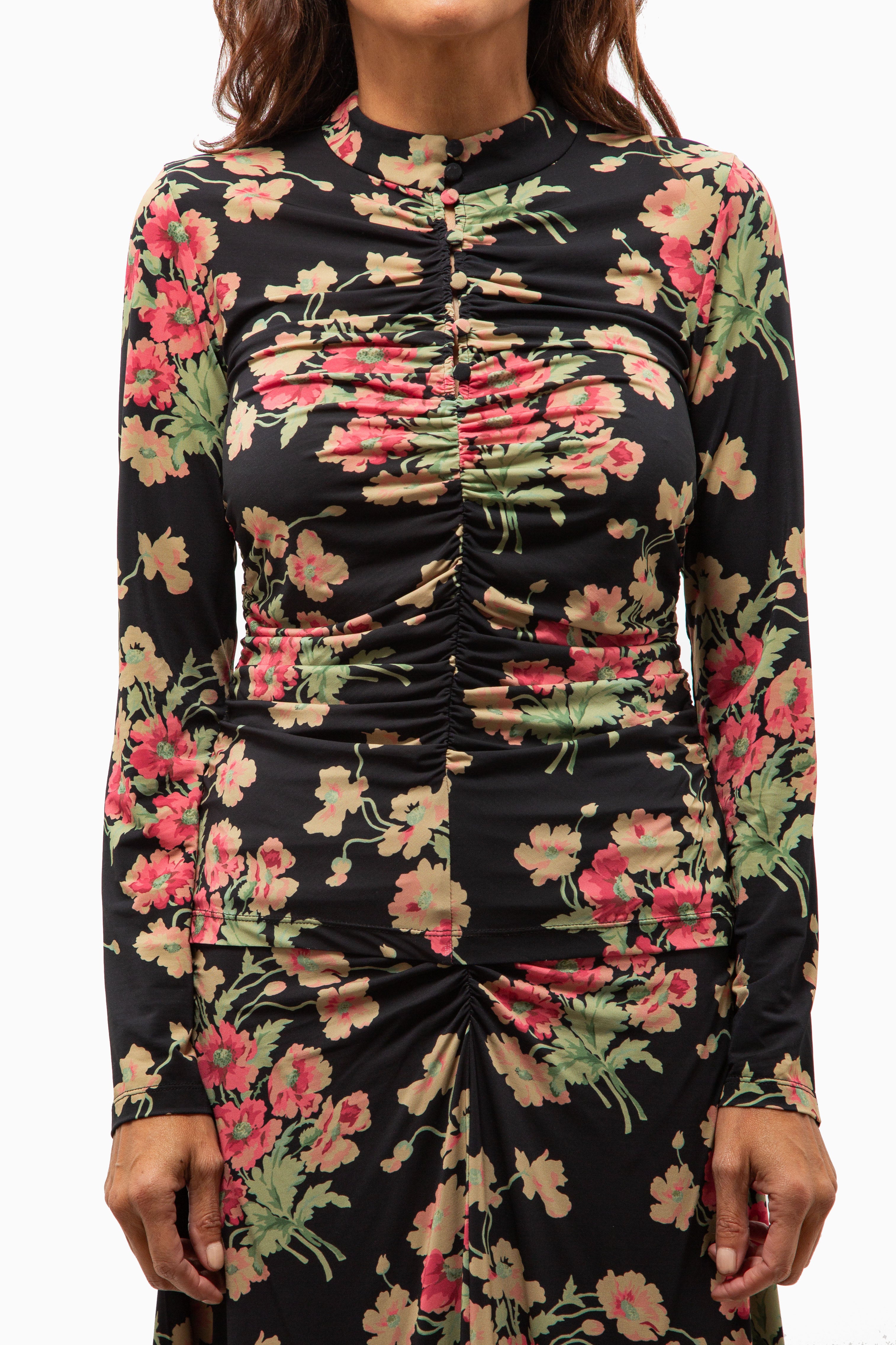 Cornelia Print Long Sleeve Top | Black