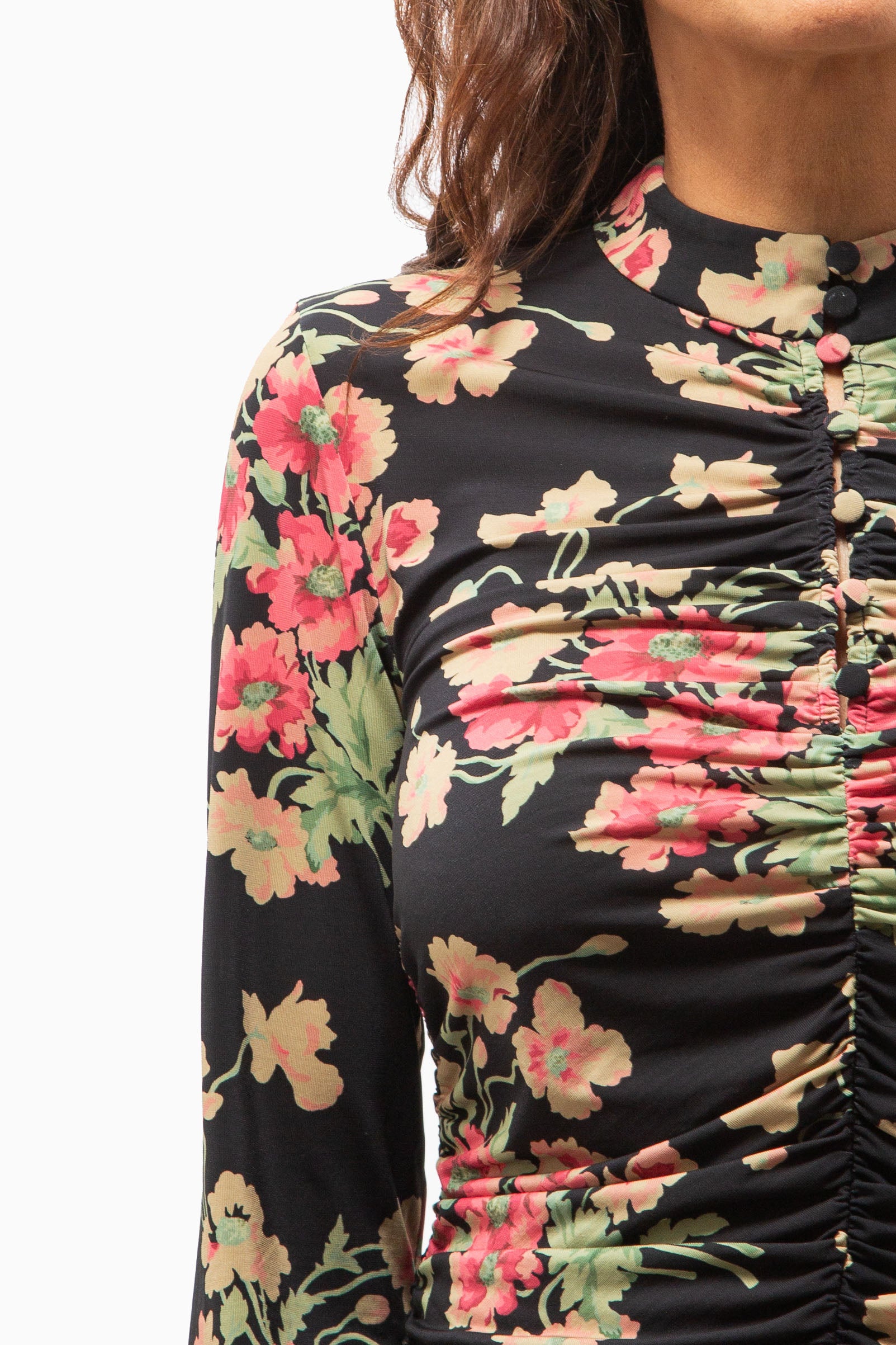 Cornelia Print Long Sleeve Top | Black