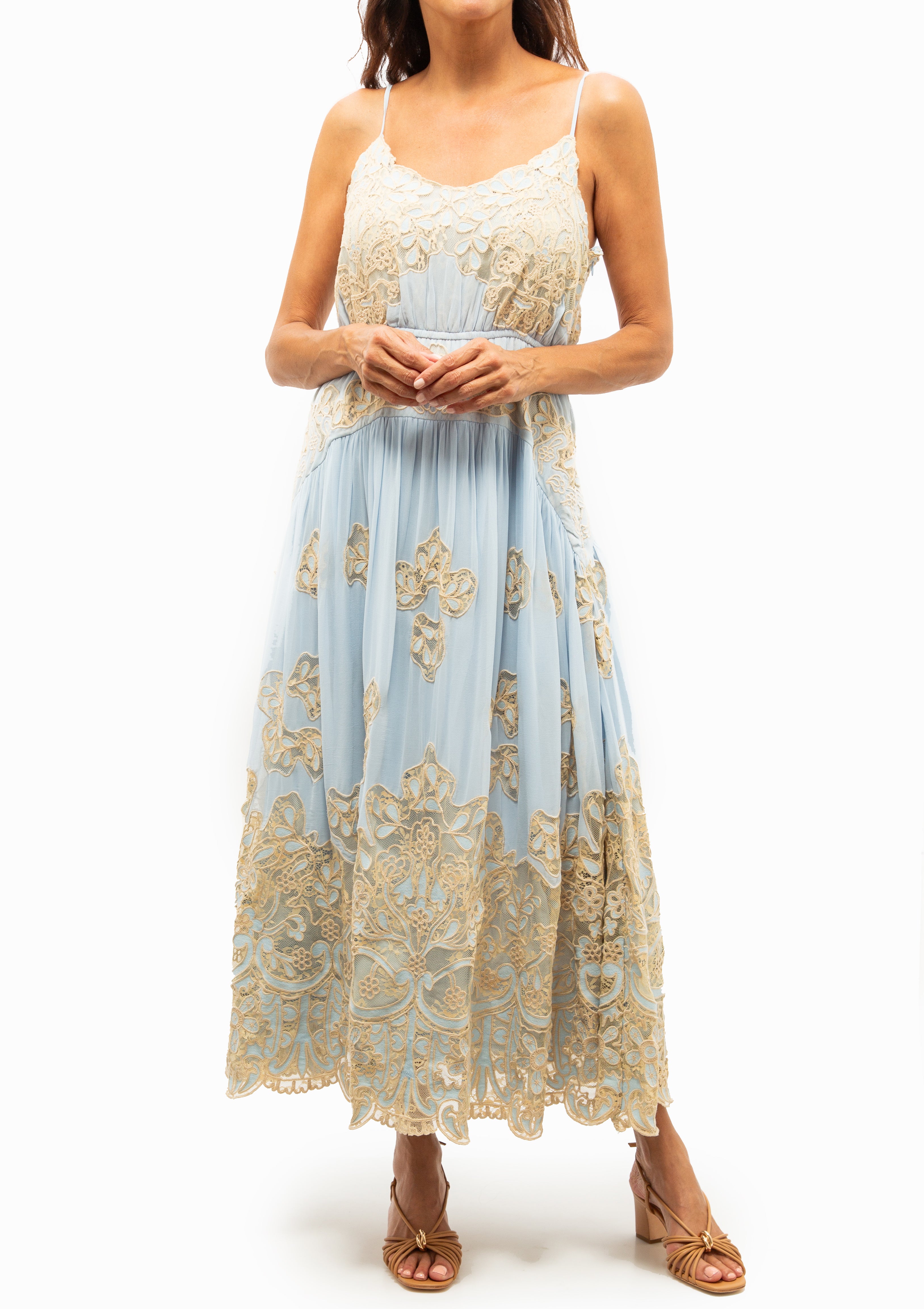 Gracelyn Lace Embroidered Maxi Dress | Blue