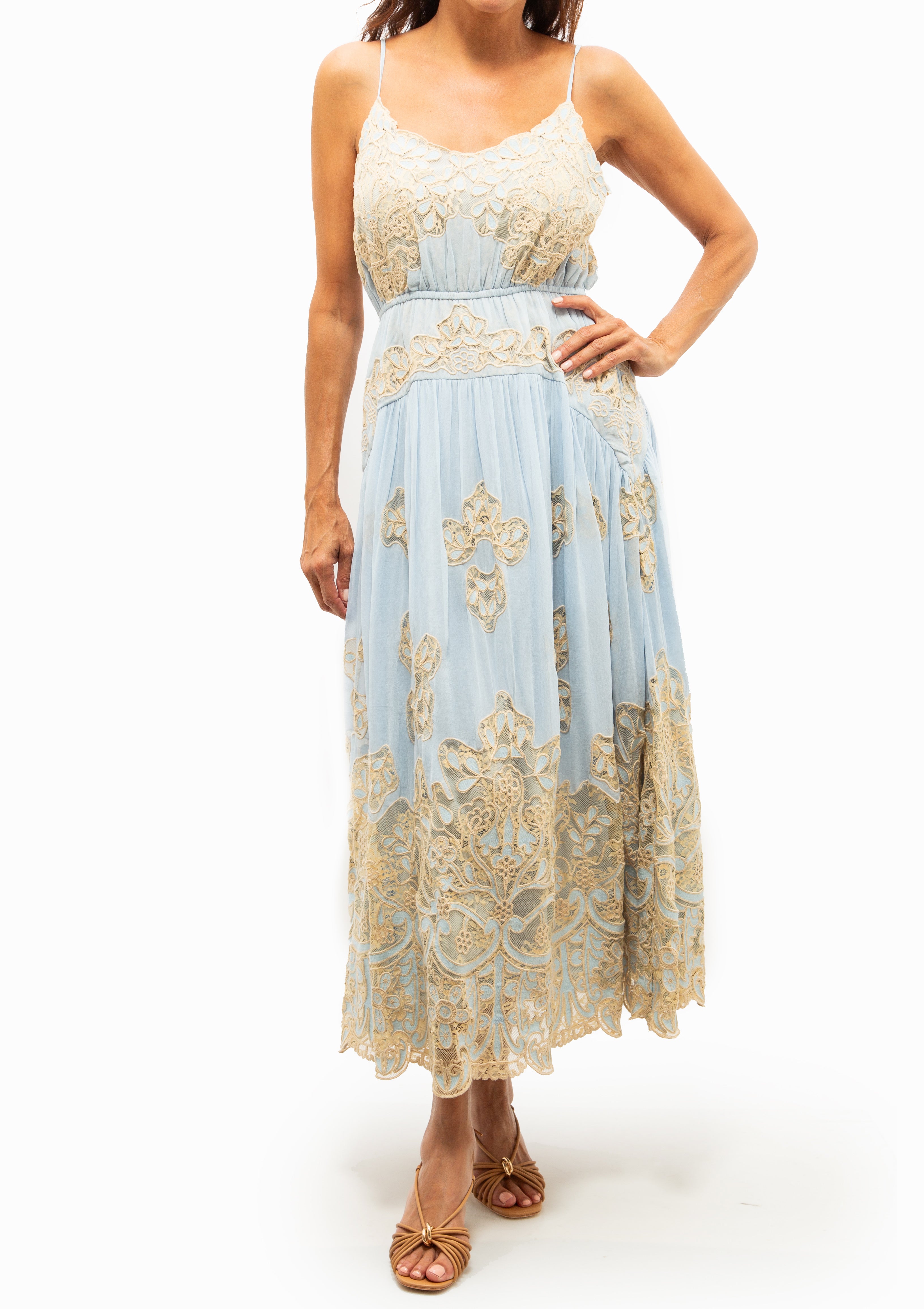 Gracelyn Lace Embroidered Maxi Dress | Blue
