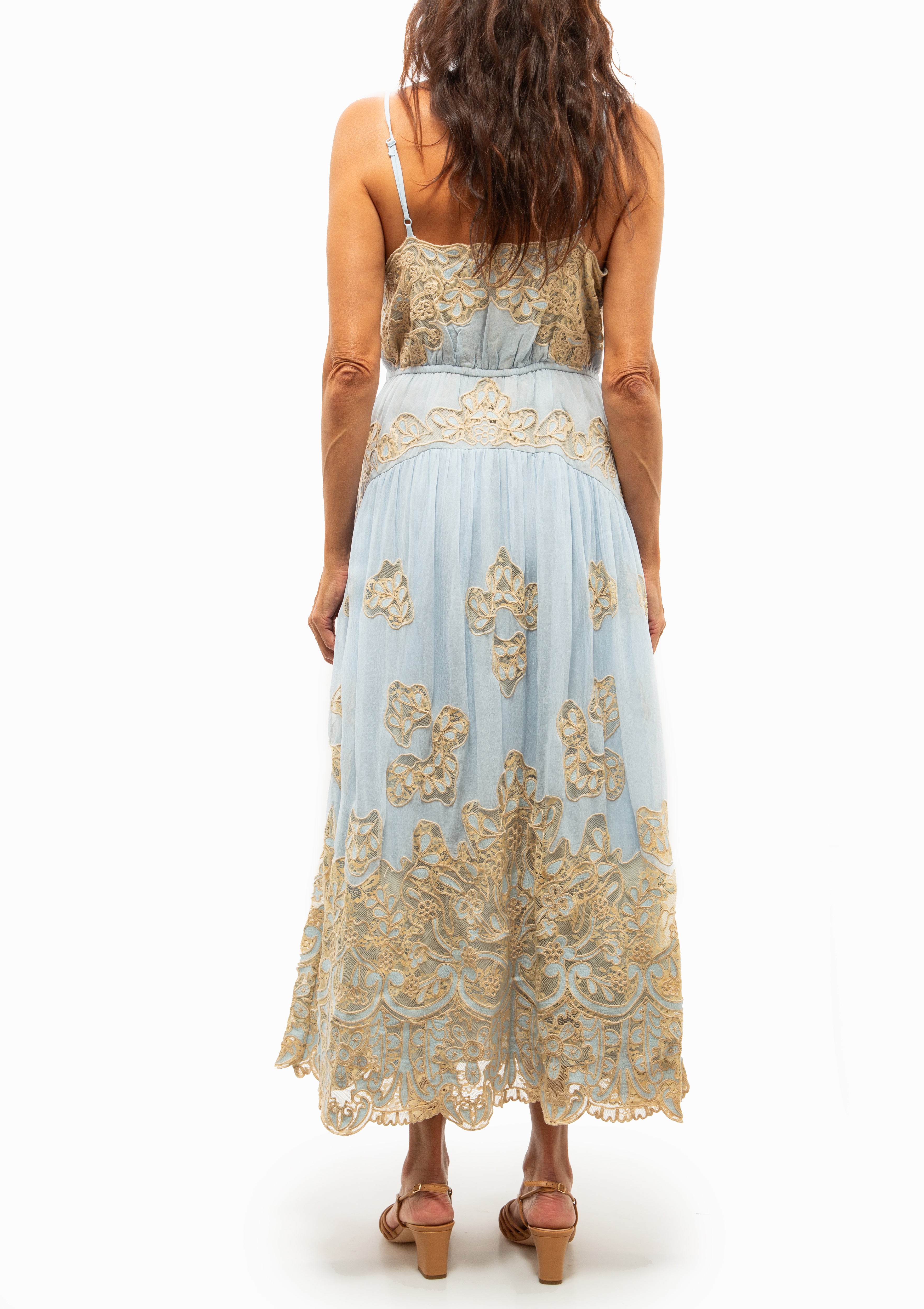 Gracelyn Lace Embroidered Maxi Dress | Blue