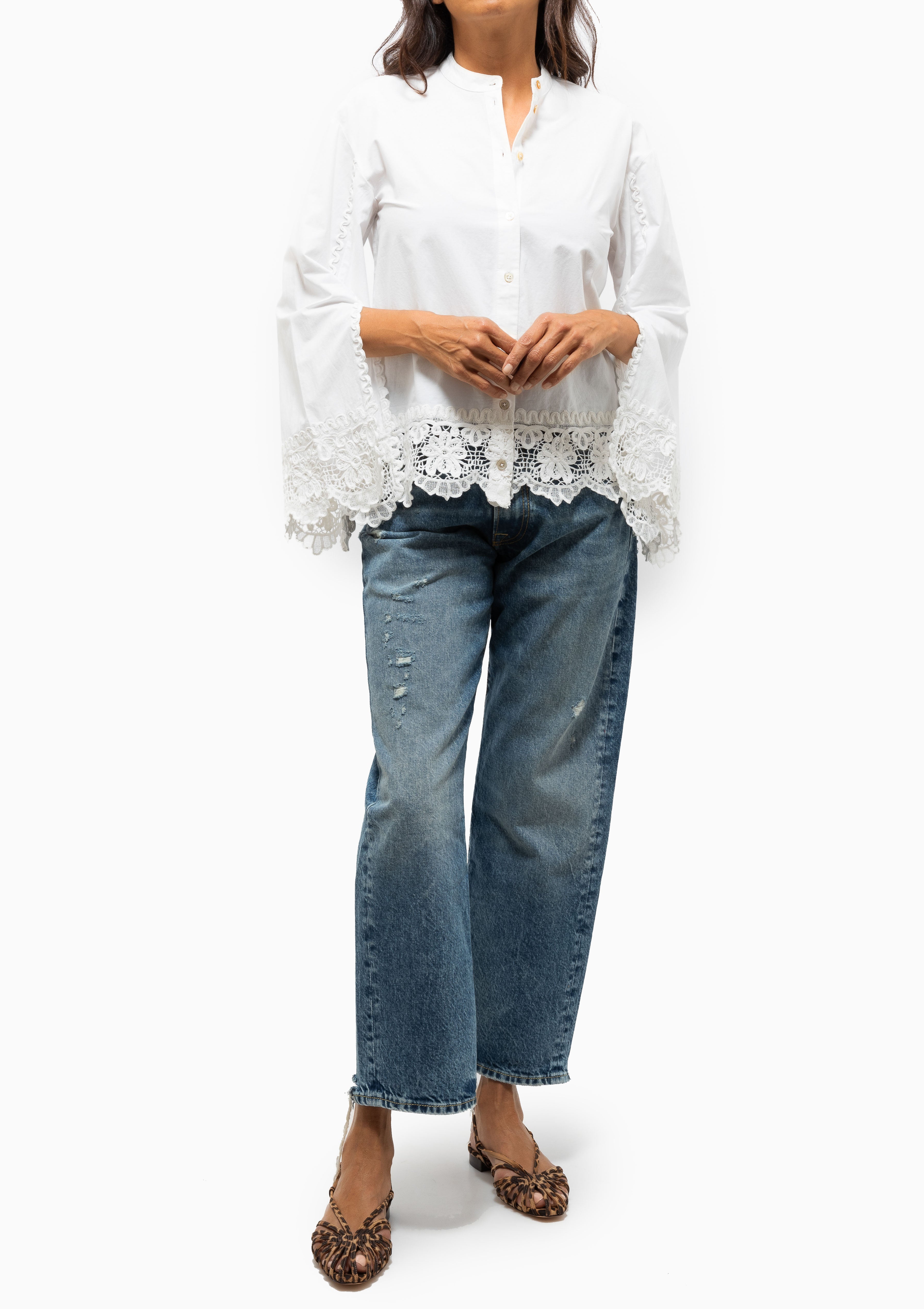 Iyla Soutache Long Sleeve Blouse | White