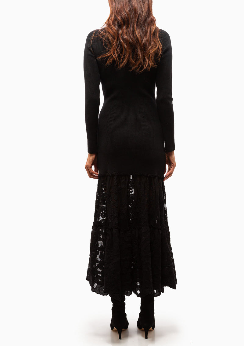 Joelle Applique Ribbed Dress | Black