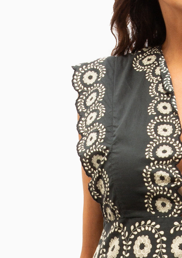 Mirabel Print Midi Dress | Black