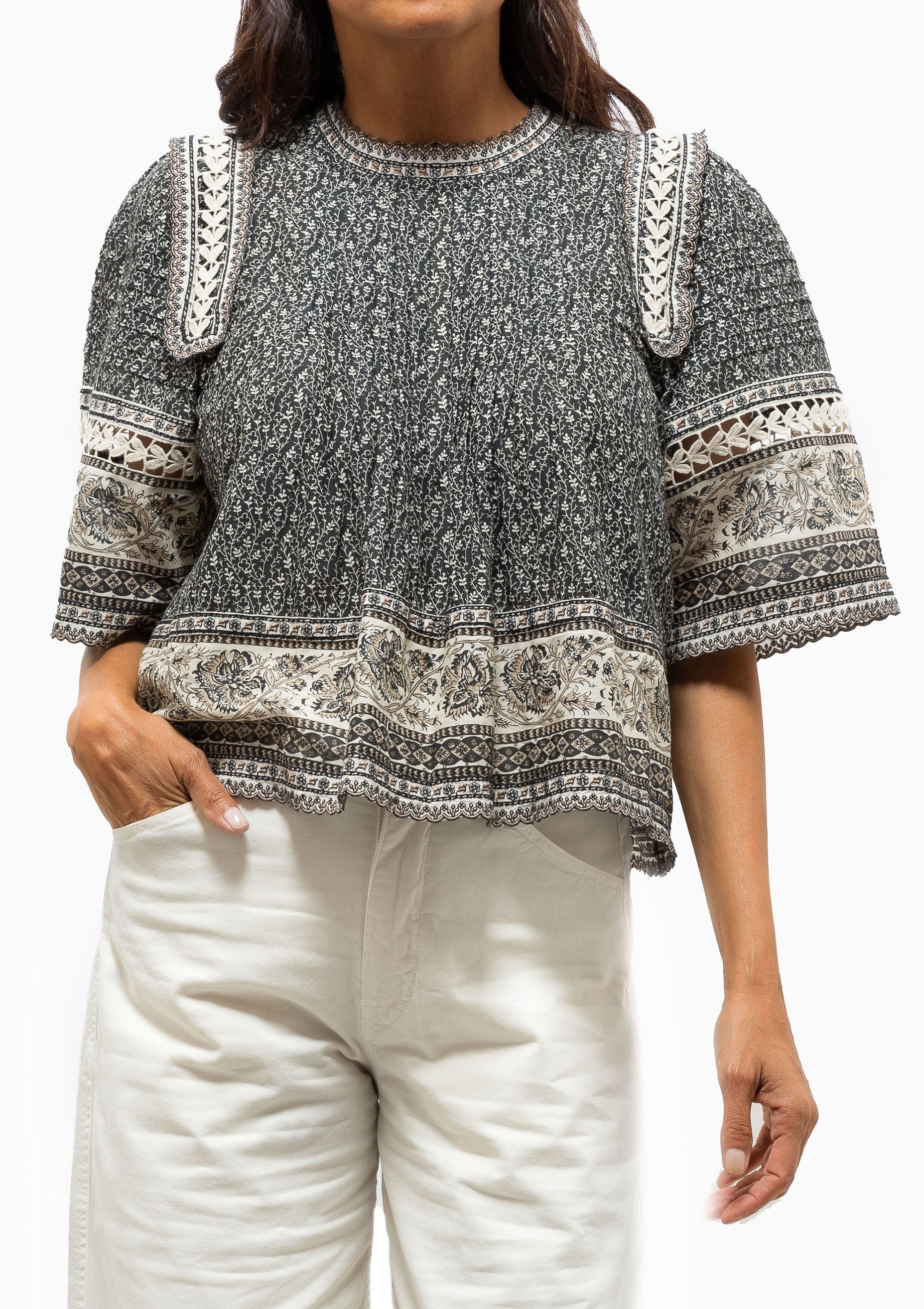 Palma Print Short Sleeve Top | Multi
