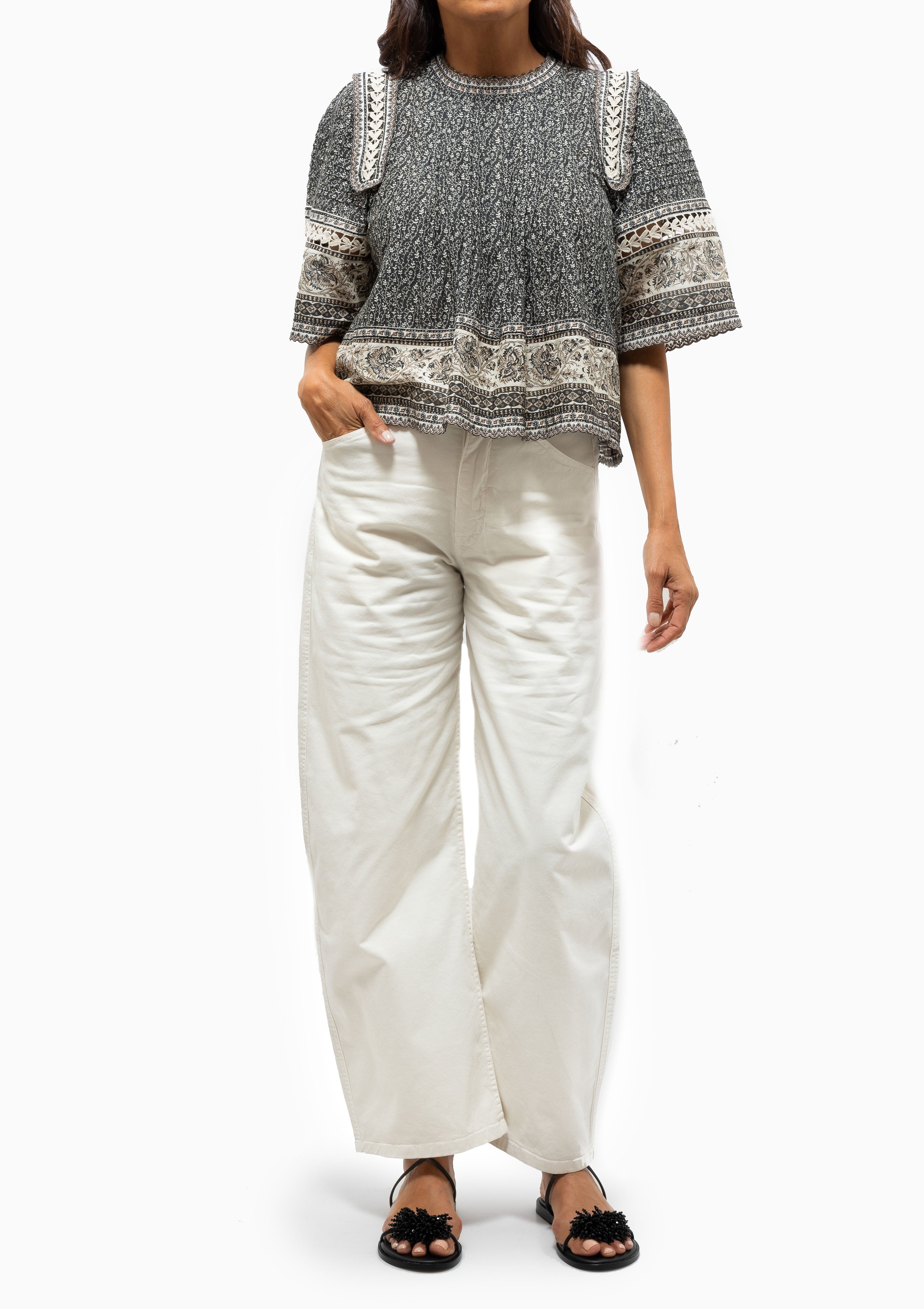 Palma Print Short Sleeve Top | Multi
