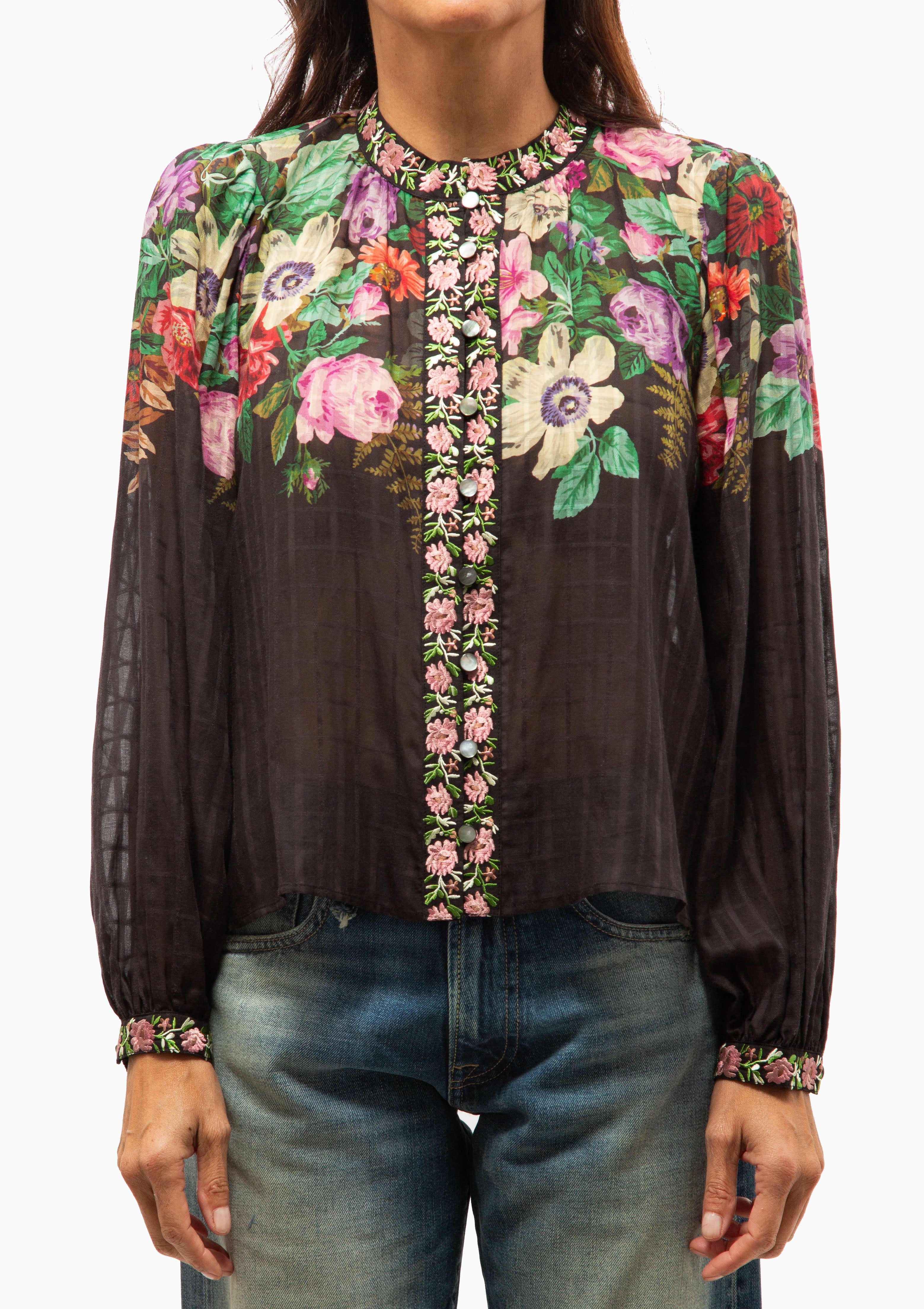Viktoria Print Long Sleeve Top | Multi