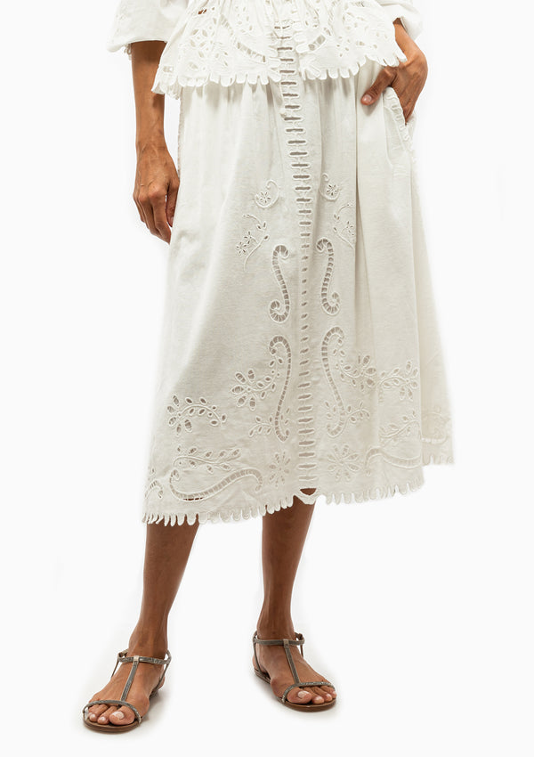 Liat Embroidery Skirt | White