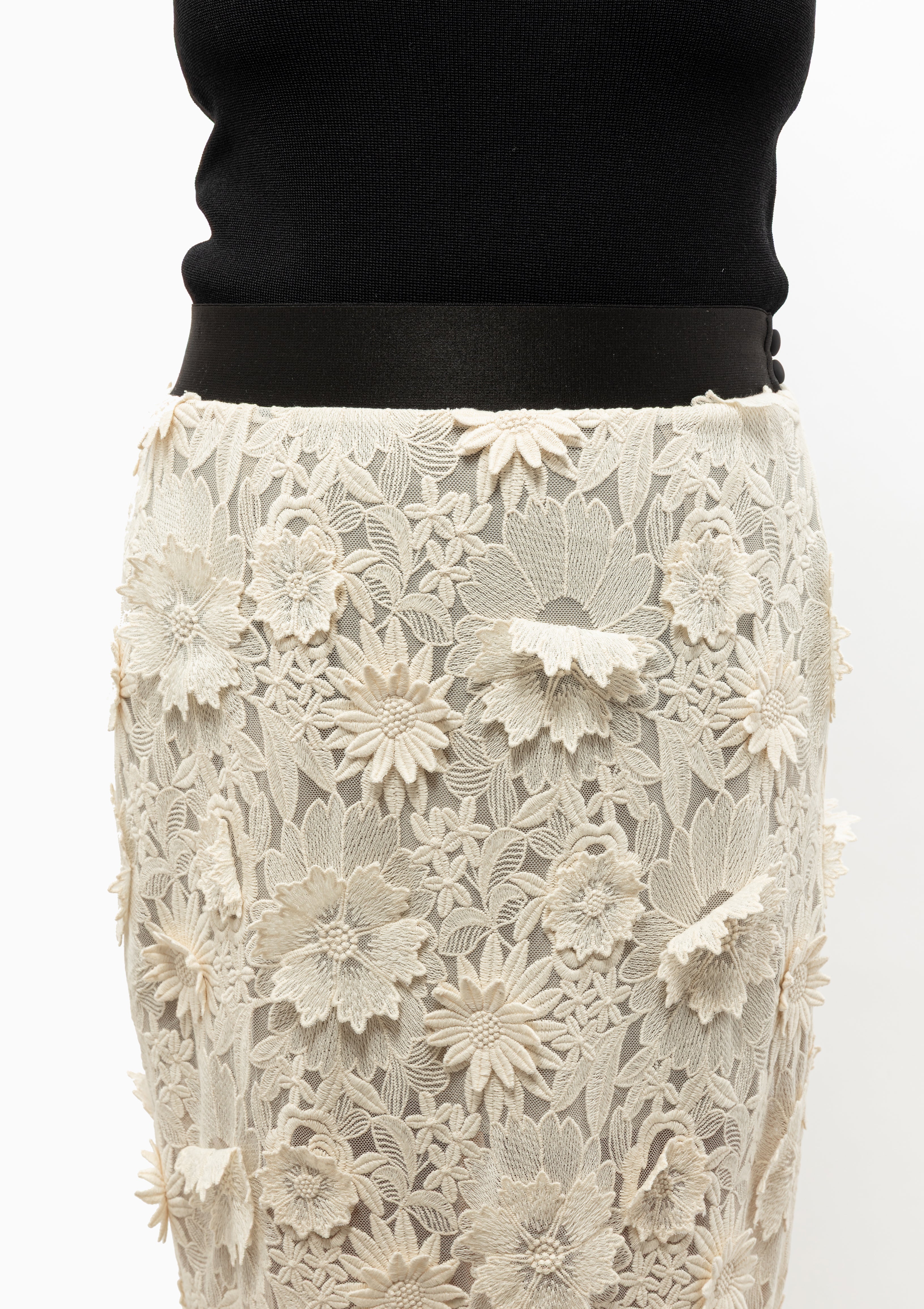 Applique Pencil Skirt | Bone