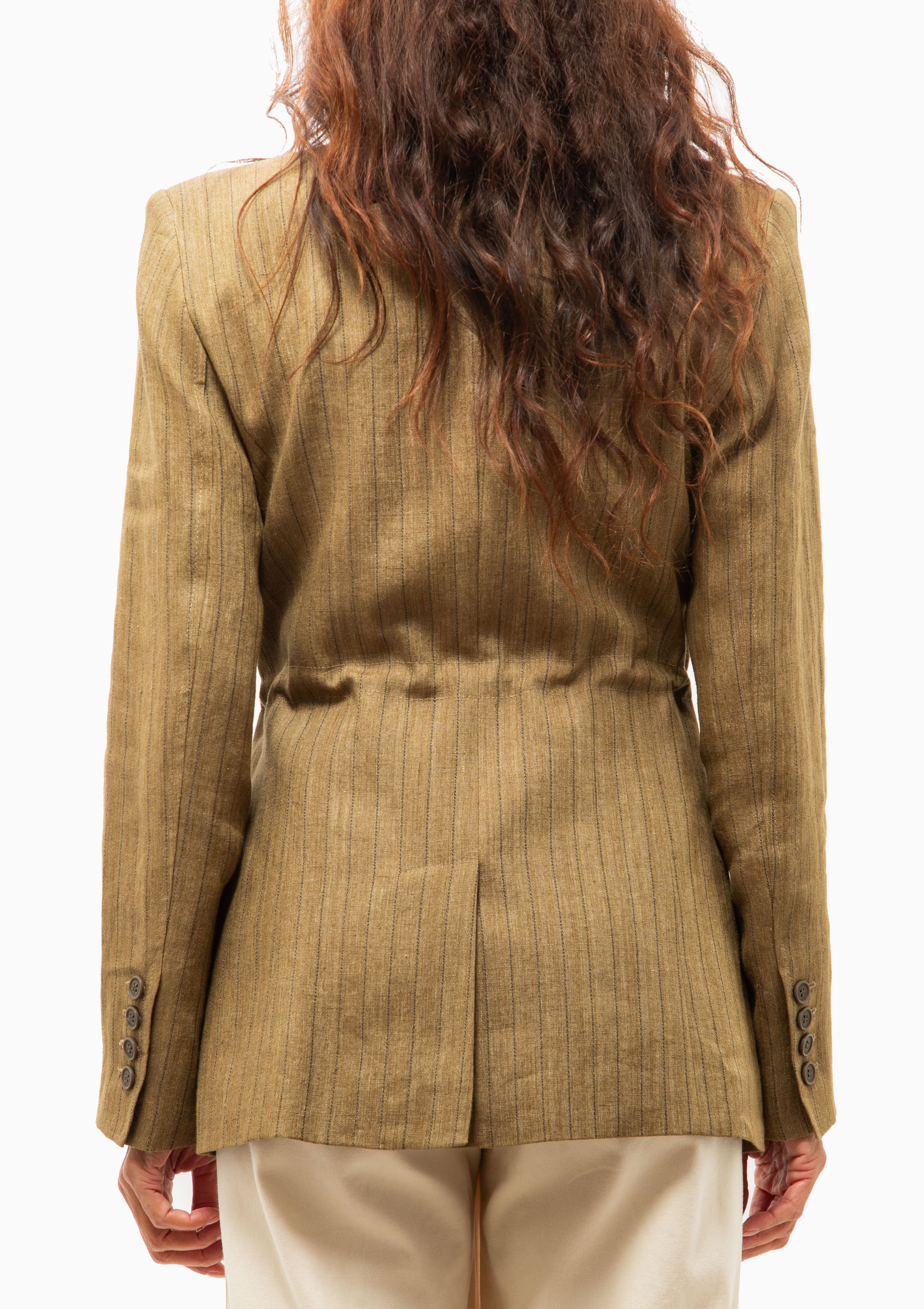 Drawcord Blazer | Teak Pinstripe