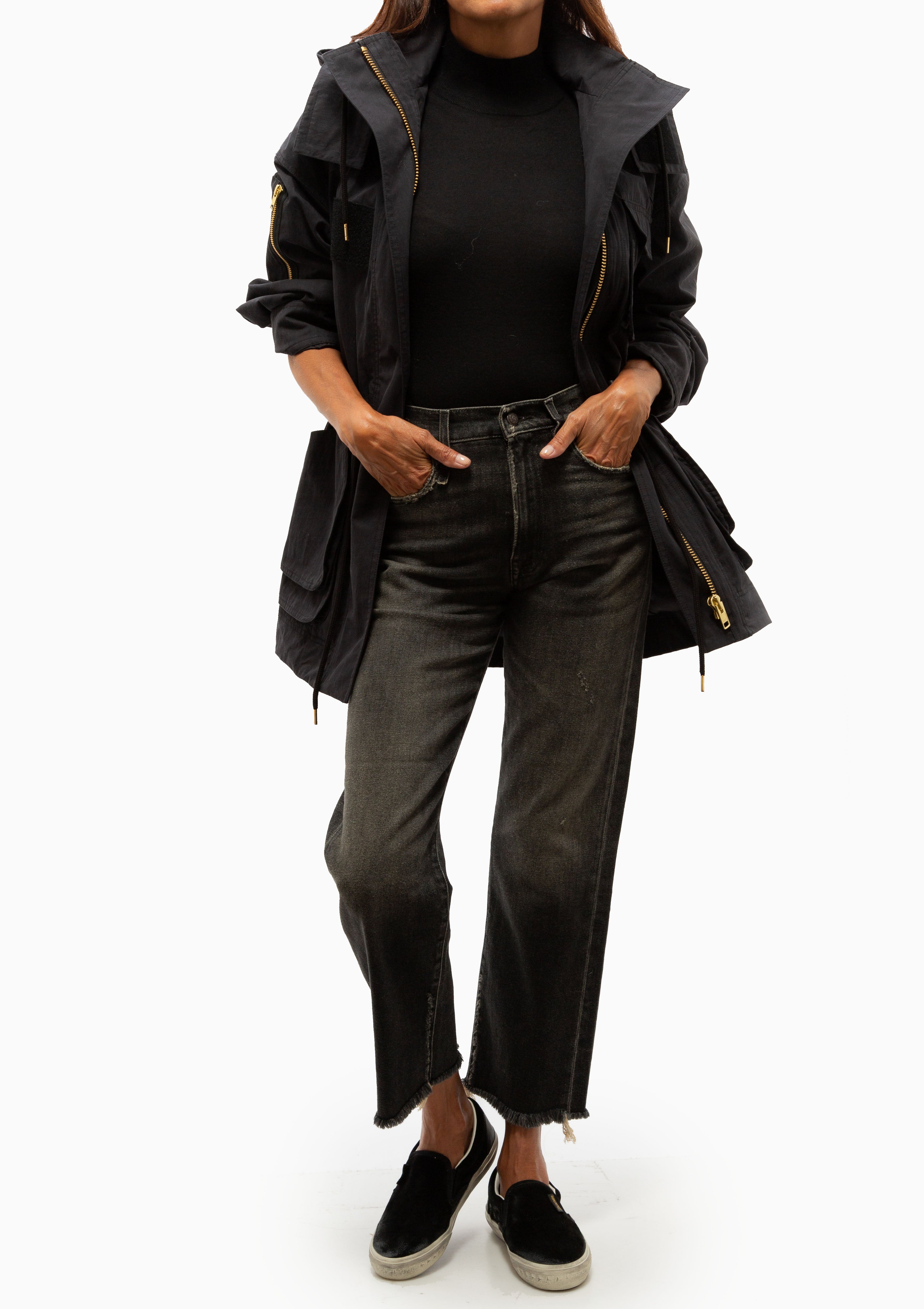 Hooded Flak Jacket | Washed Black