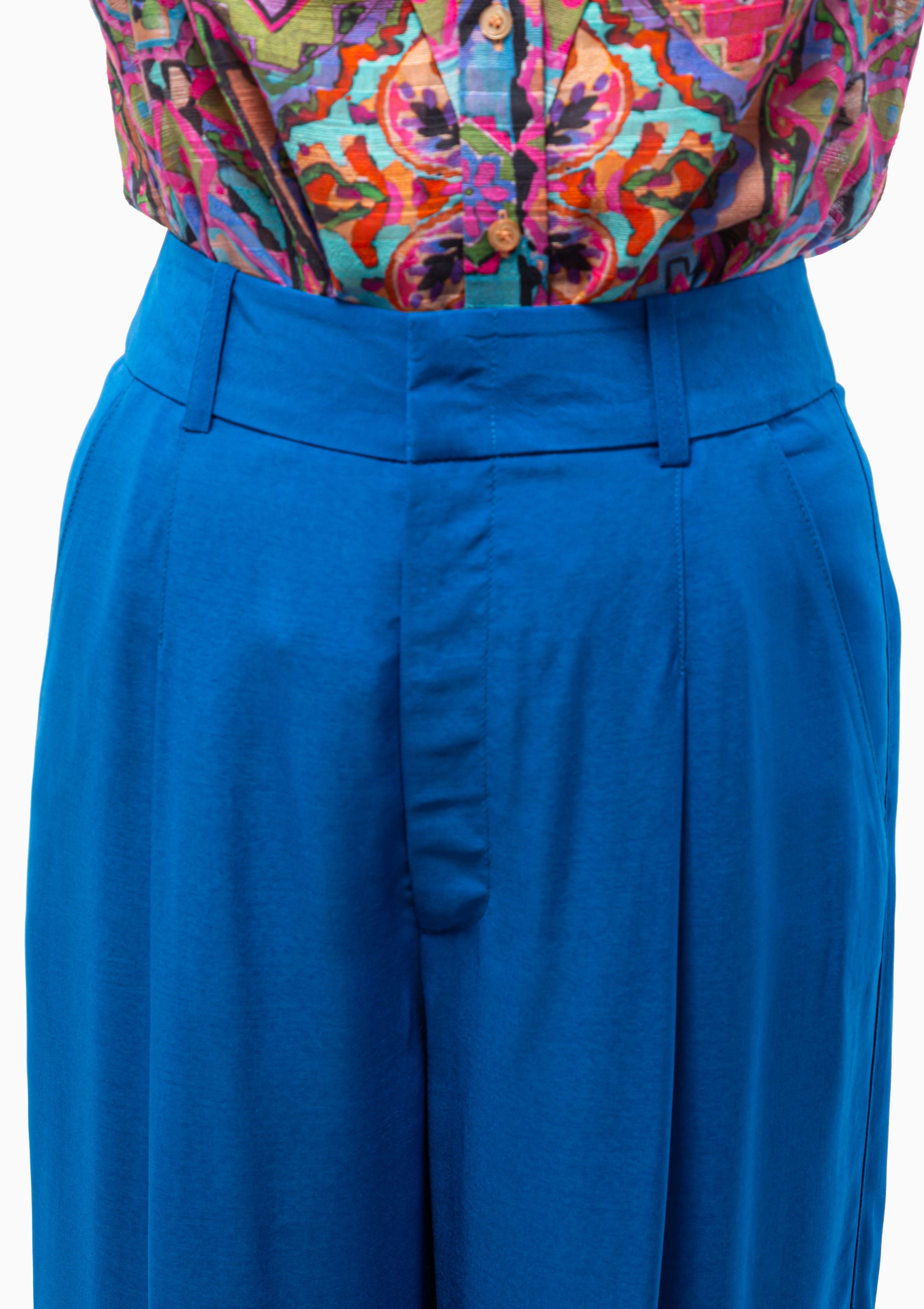 Pleated Trouser | Aegean Blue