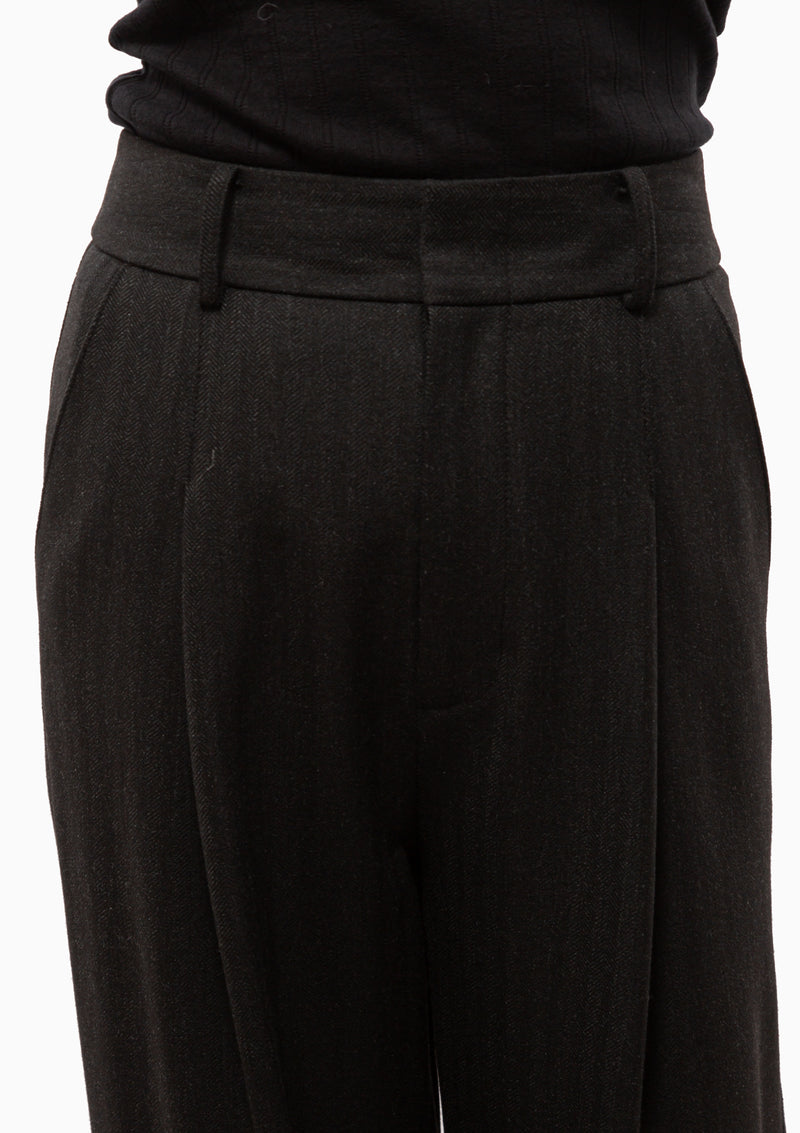 Pleated Trouser | Carbon Herringbone