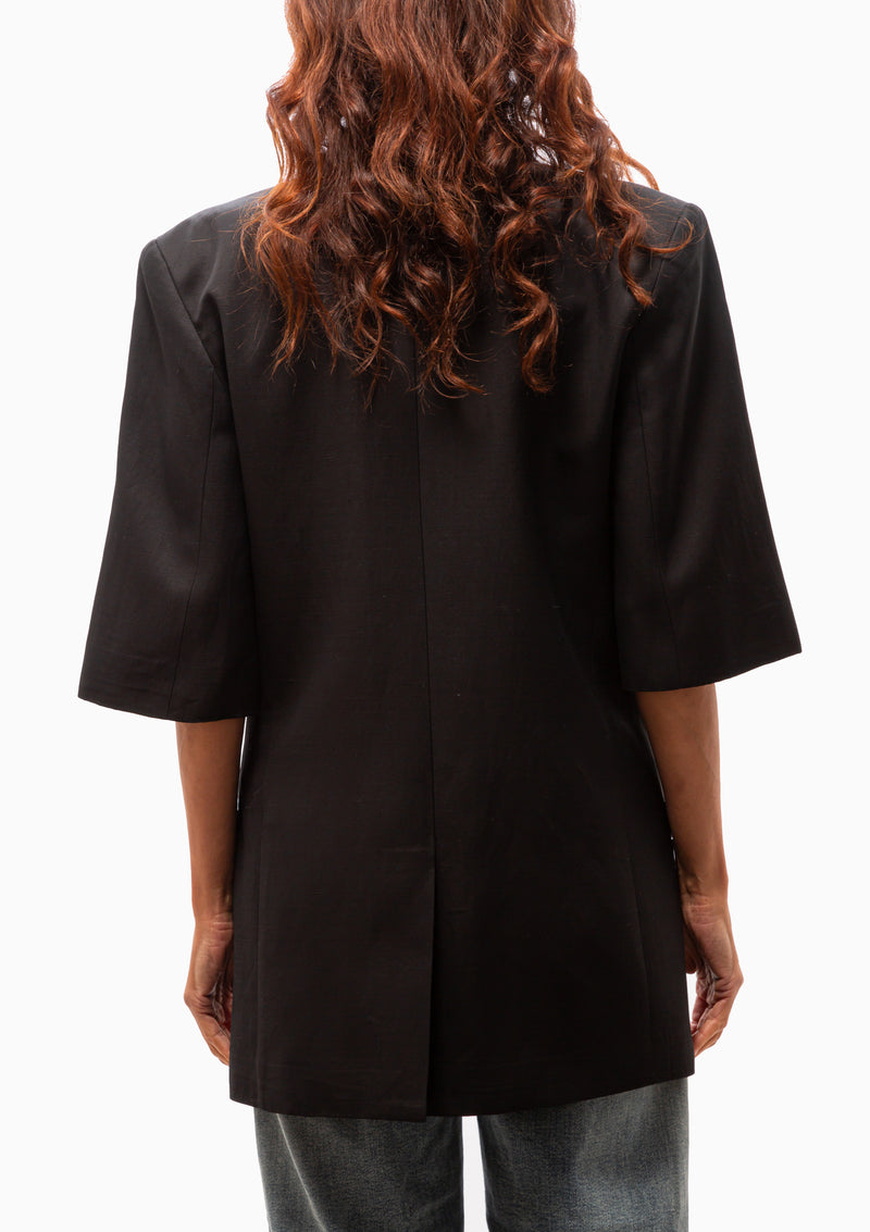 Short Sleeve Oversized Blazer | Black