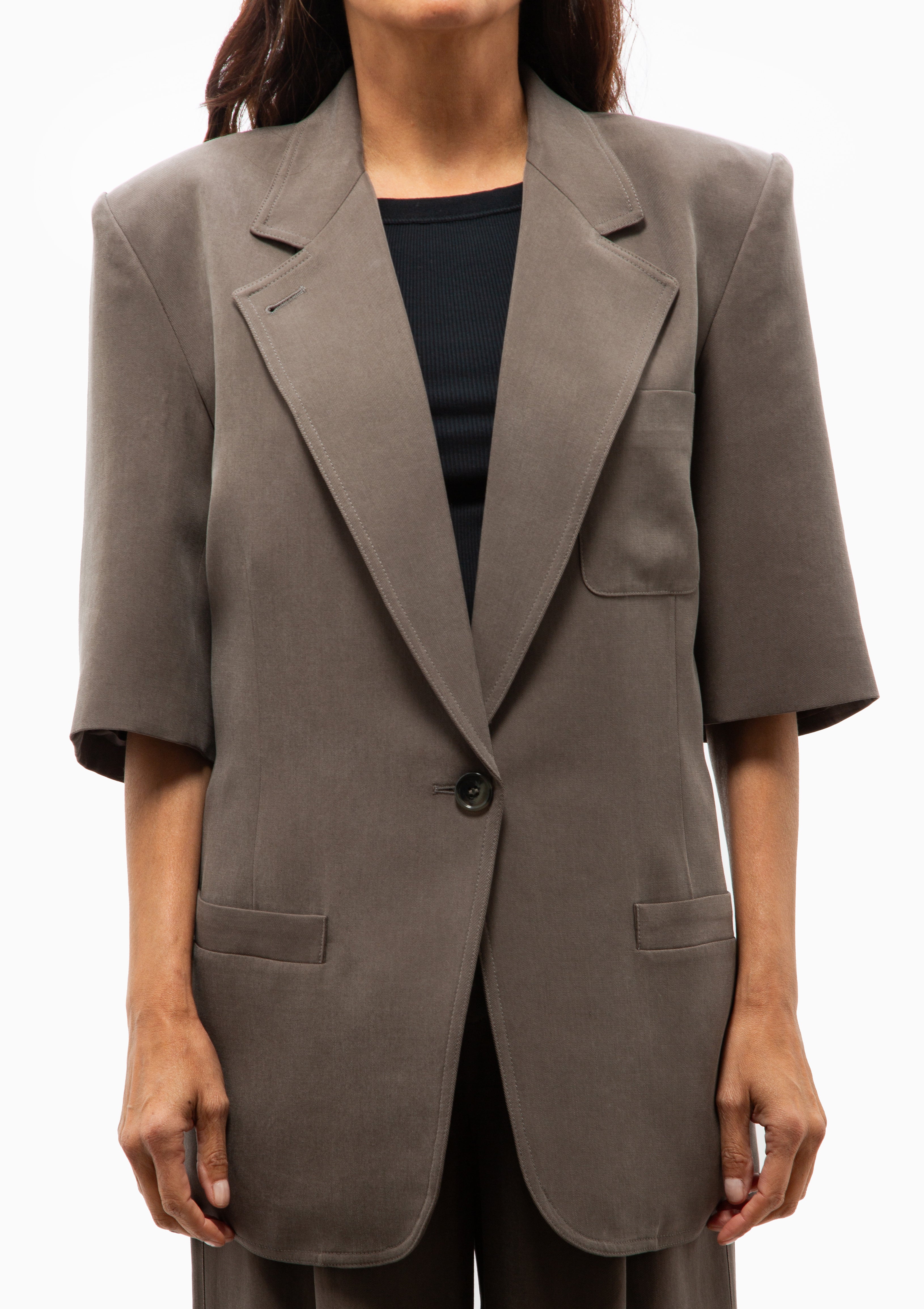 Short Sleeve Oversized Blazer | Mink