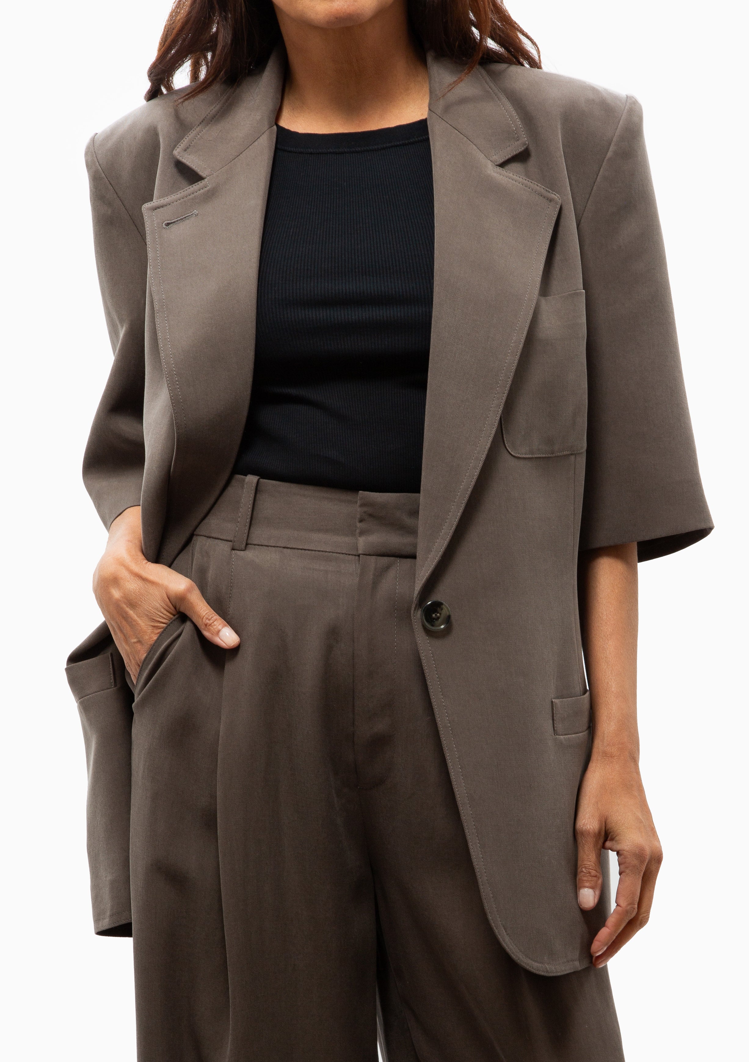 Short Sleeve Oversized Blazer | Mink
