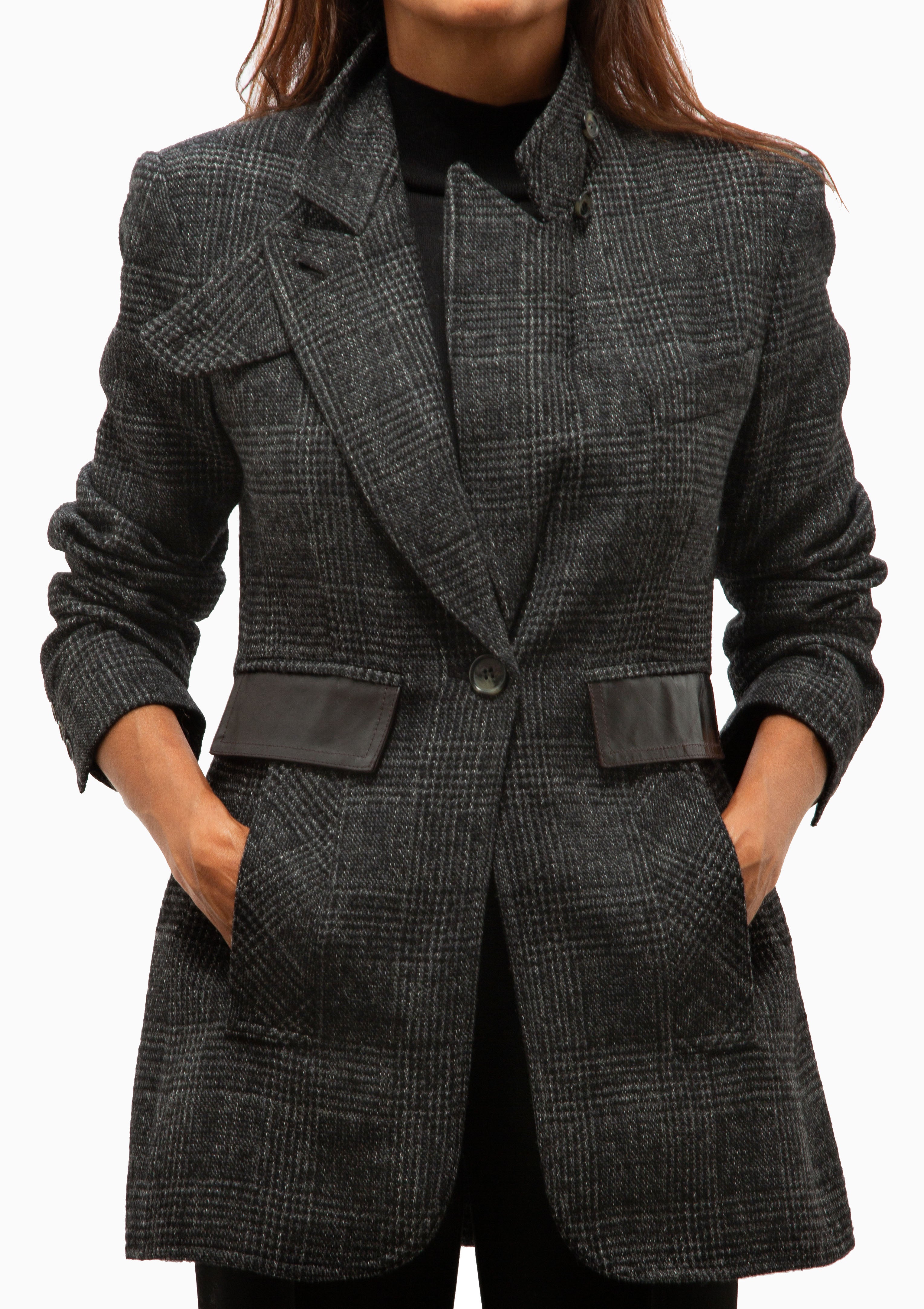 Tailored Boyfriend Blazer | Charcoal Glen Check