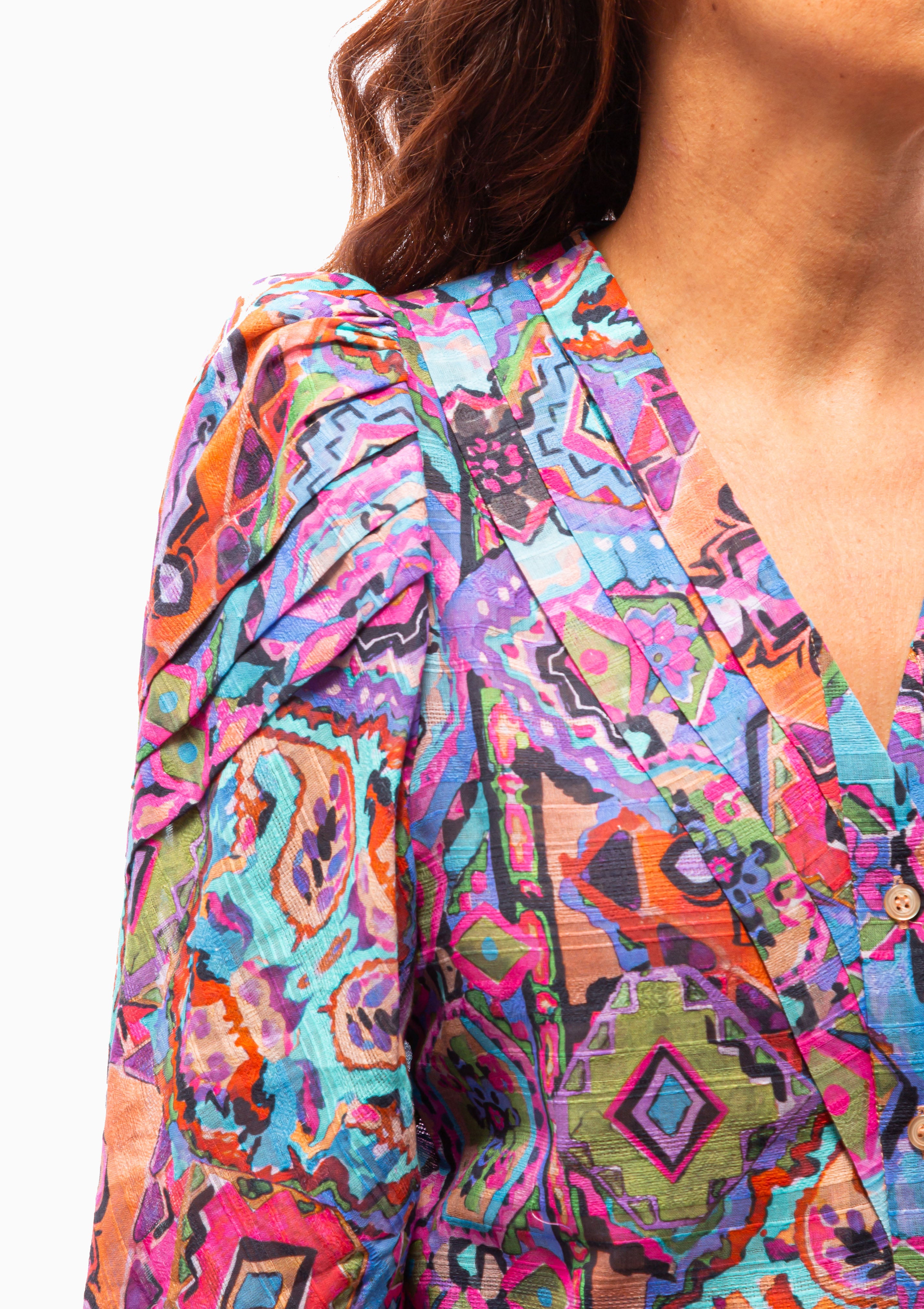 V-Neck Frontier Blouse | Moroccan Multi