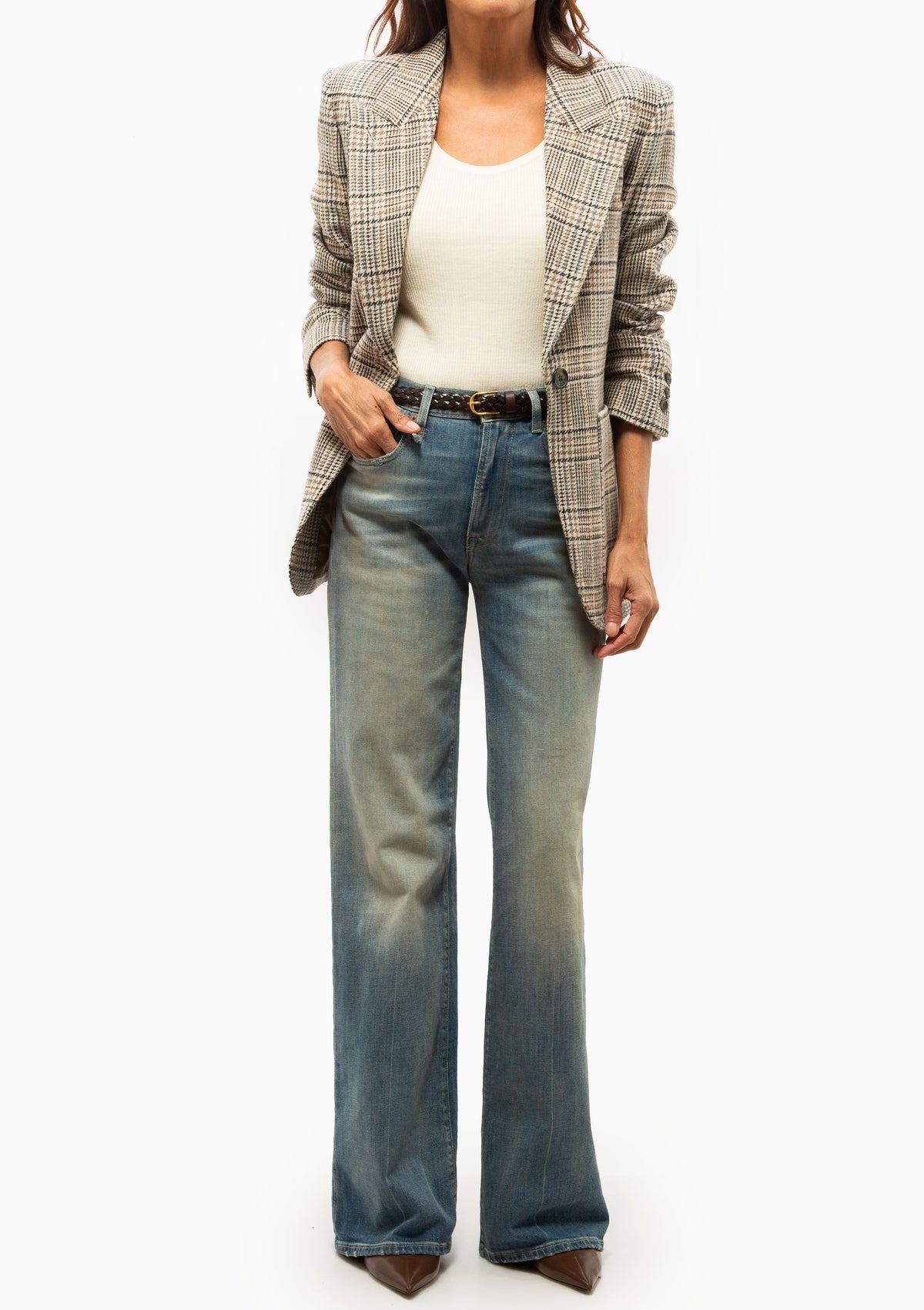 Patch Pocket 90's Blazer | Neutral Glen Check