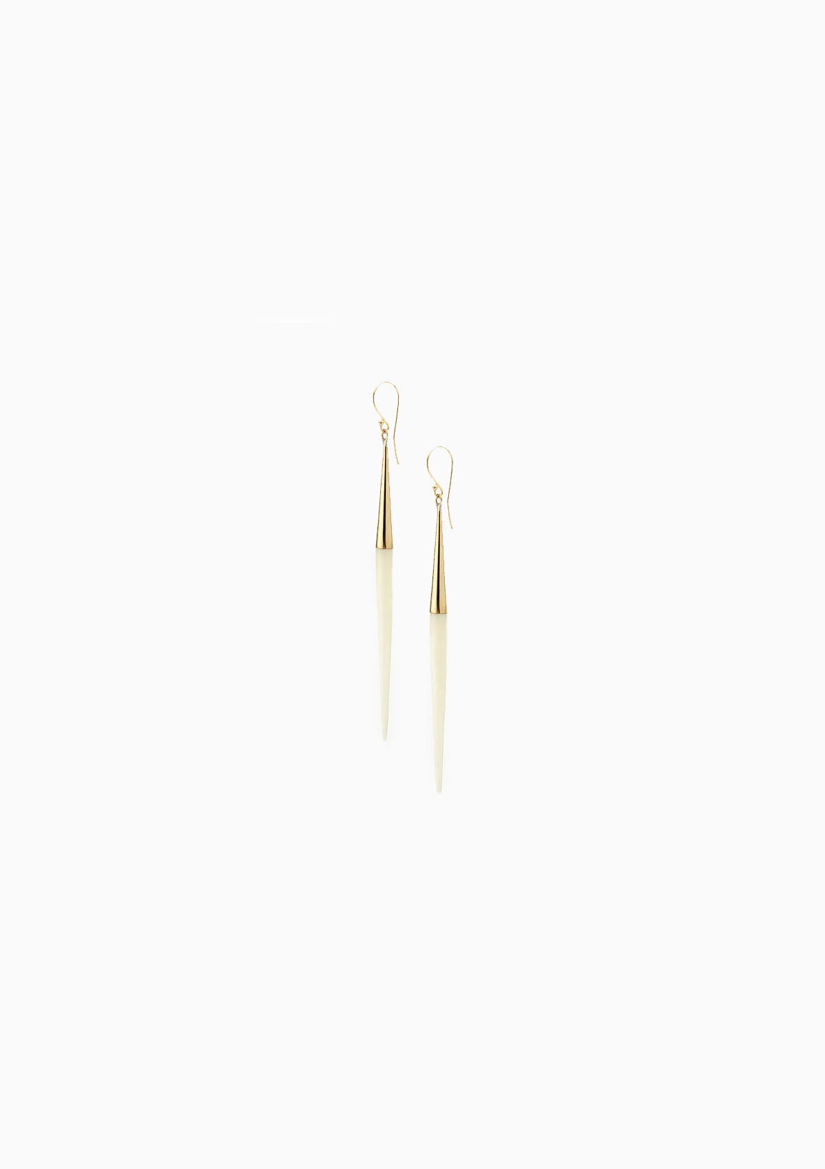 Capped Quill Dangle Earrings | Gold/White