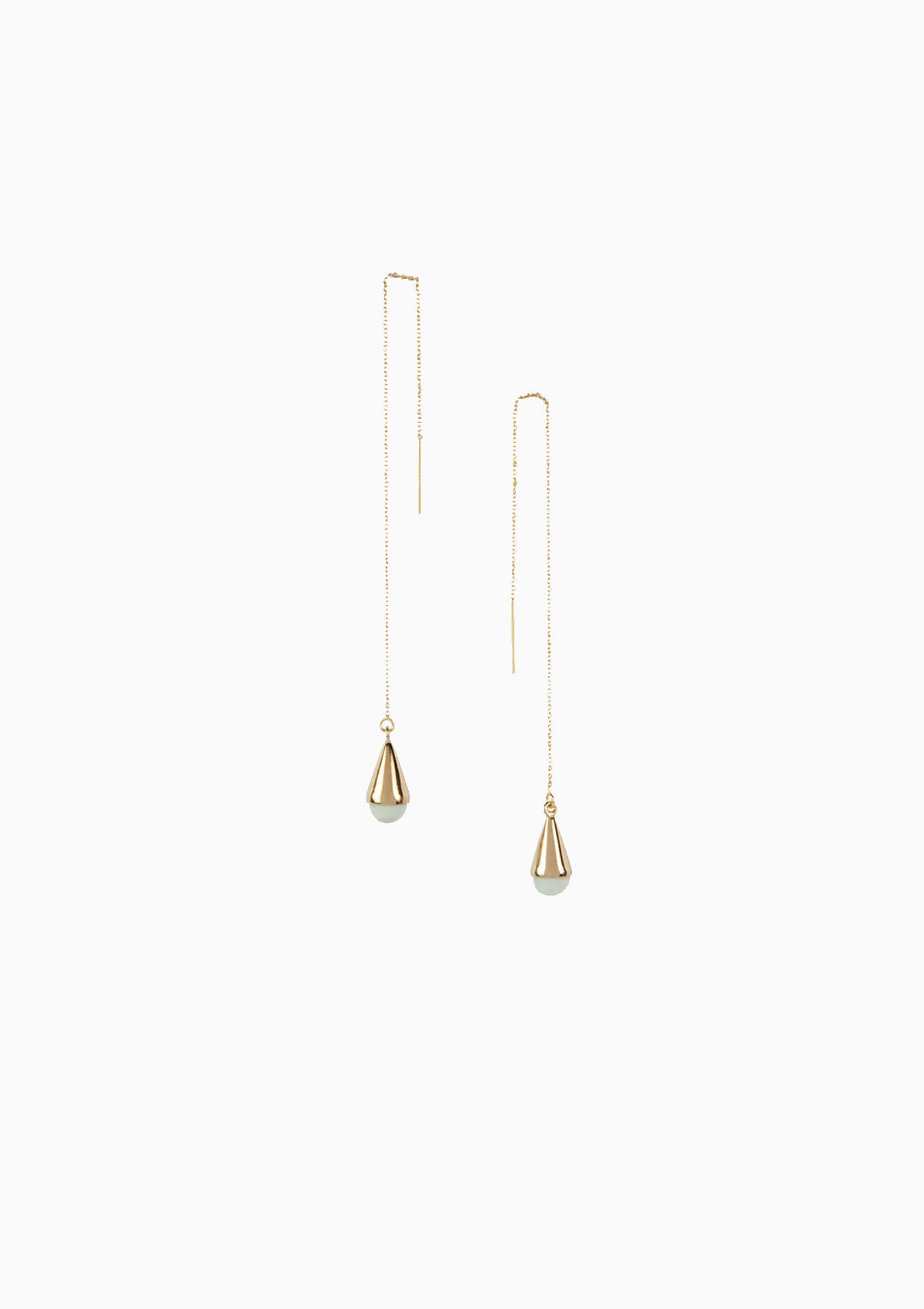 Horn Dash Chain Threader Earrings | Gold/White