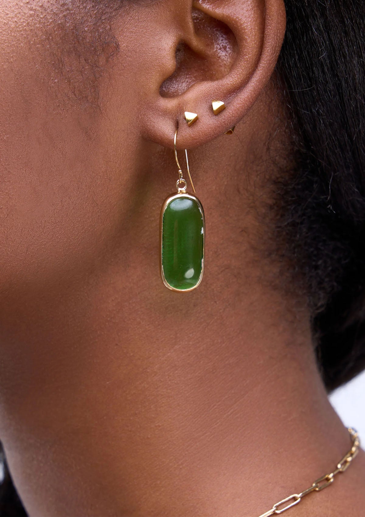 Umbo Drop Earrings | Gold/Forest