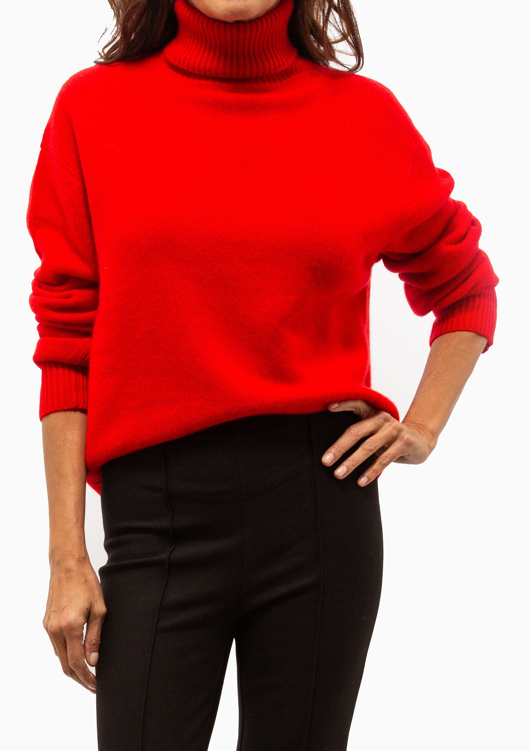 Cashmere Long Sleeve Turtleneck | Red