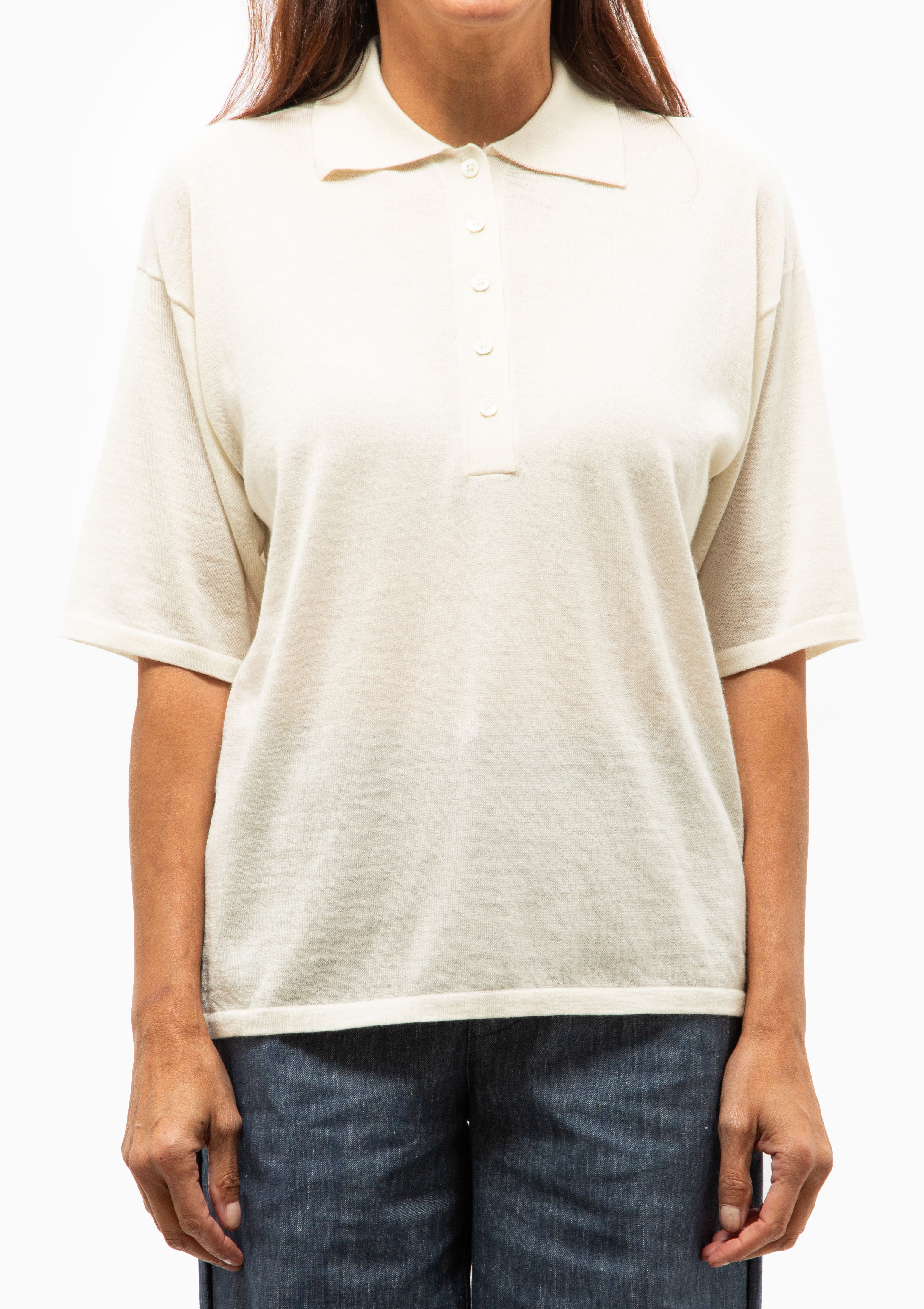 Cashmere Oversized Polo | Chalk