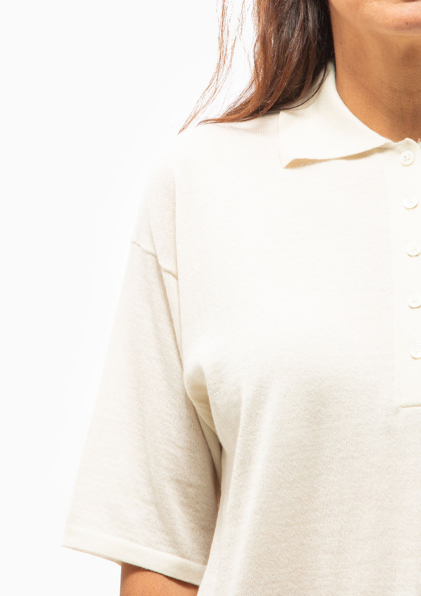 Cashmere Oversized Polo | Chalk