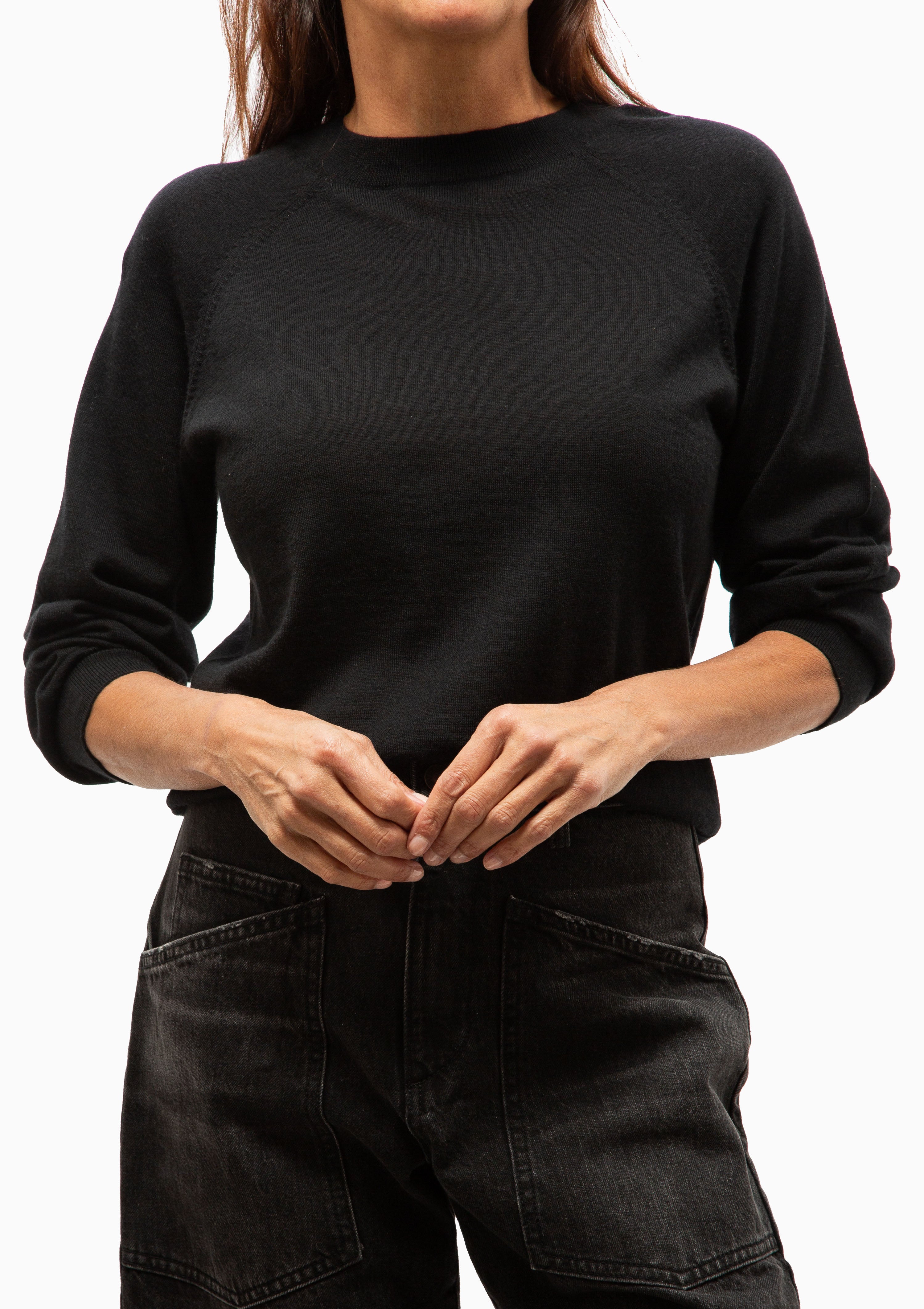 Cashmere Raglan Sweater | Black