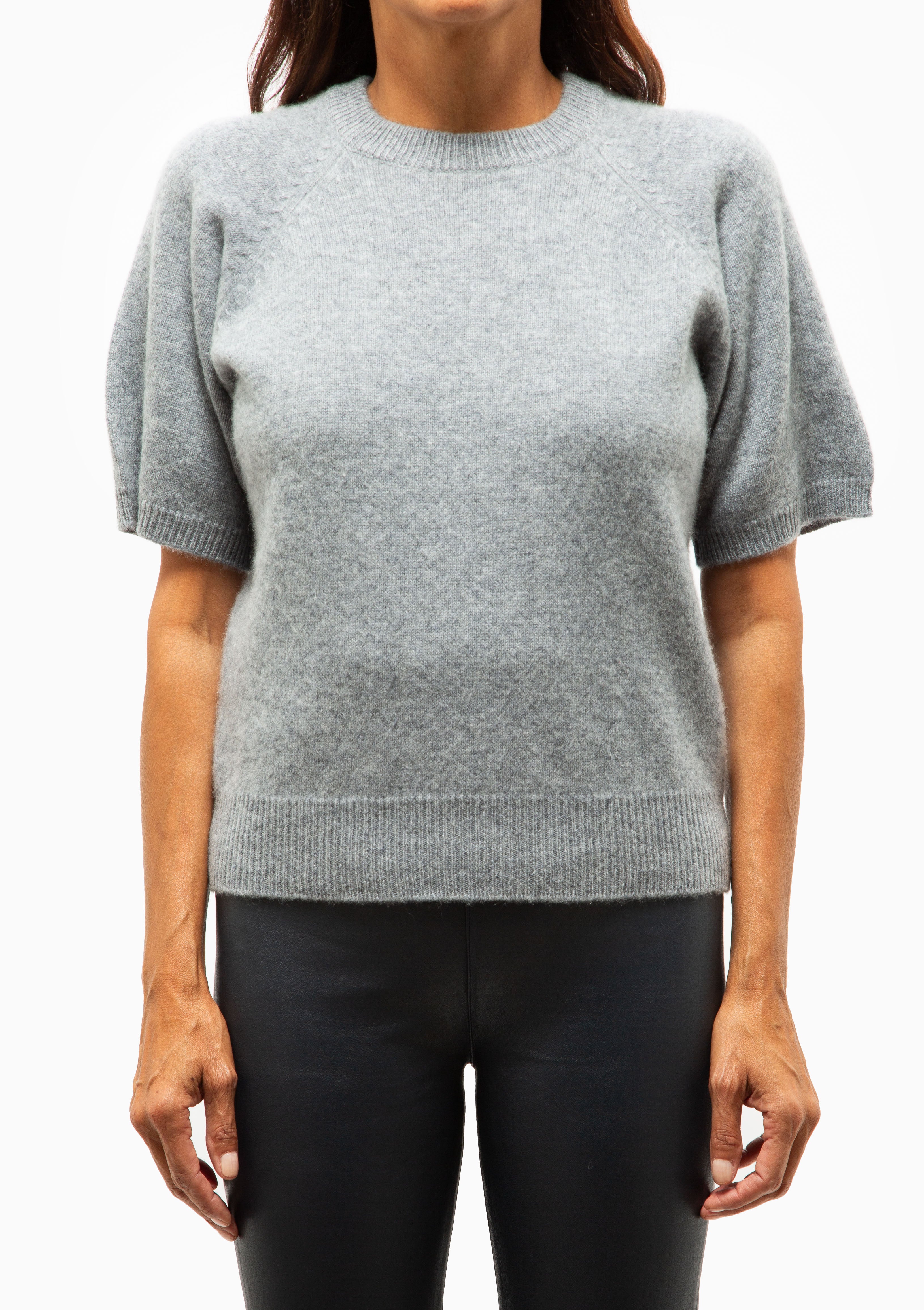 Cashmere Short Sleeve Raglan Tee | Grey
