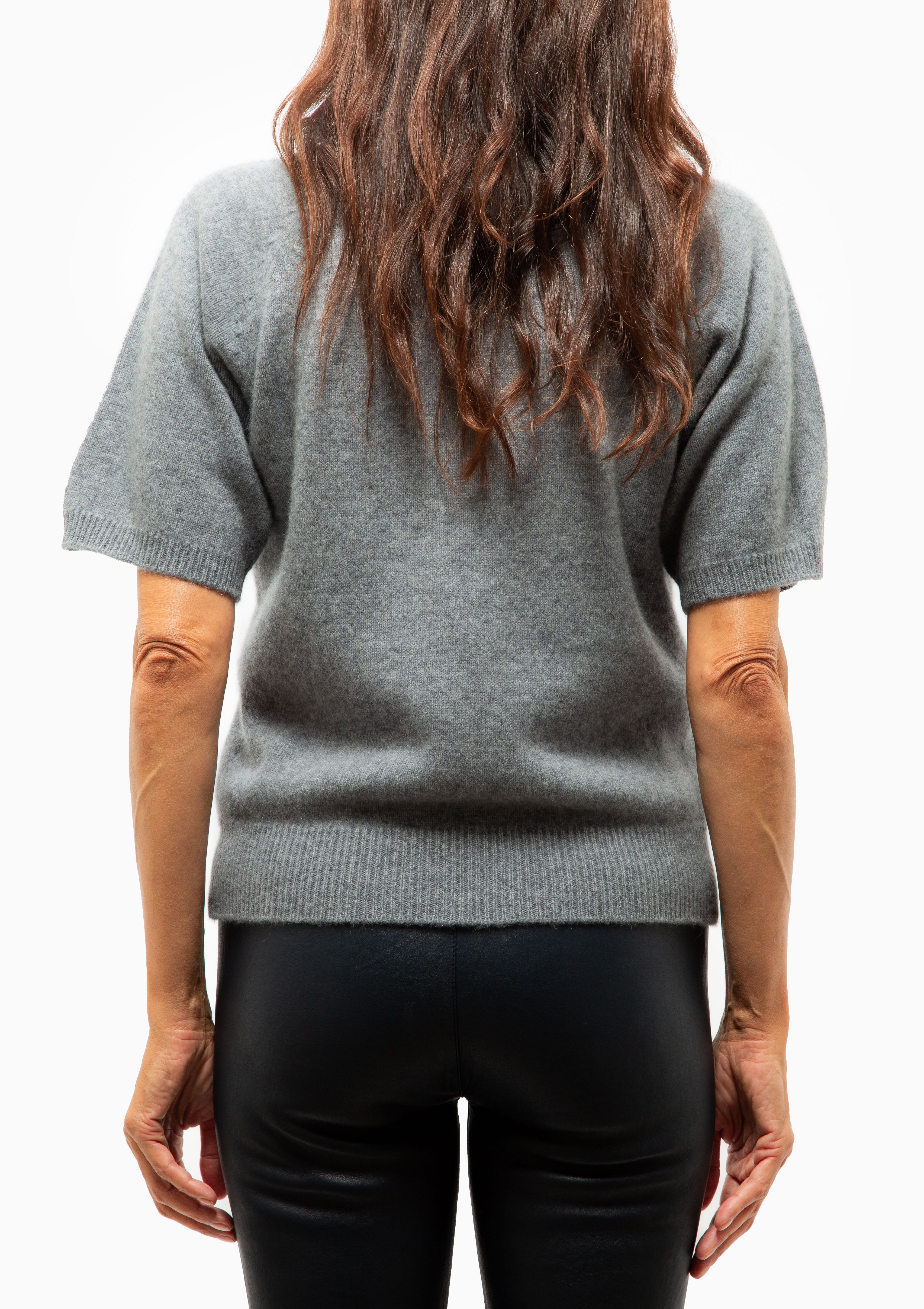 Cashmere Short Sleeve Raglan Tee | Grey