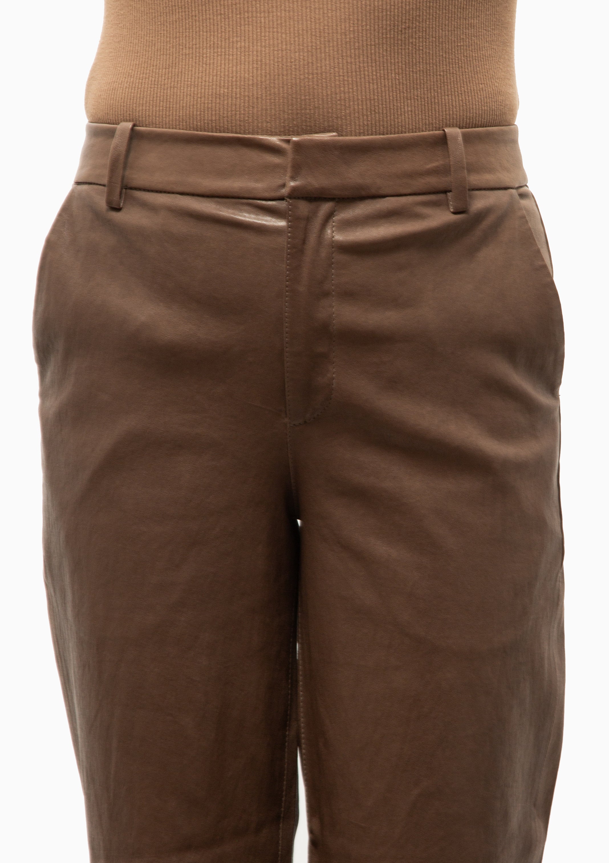 Leather Cropped Baggy Pants | Truffle