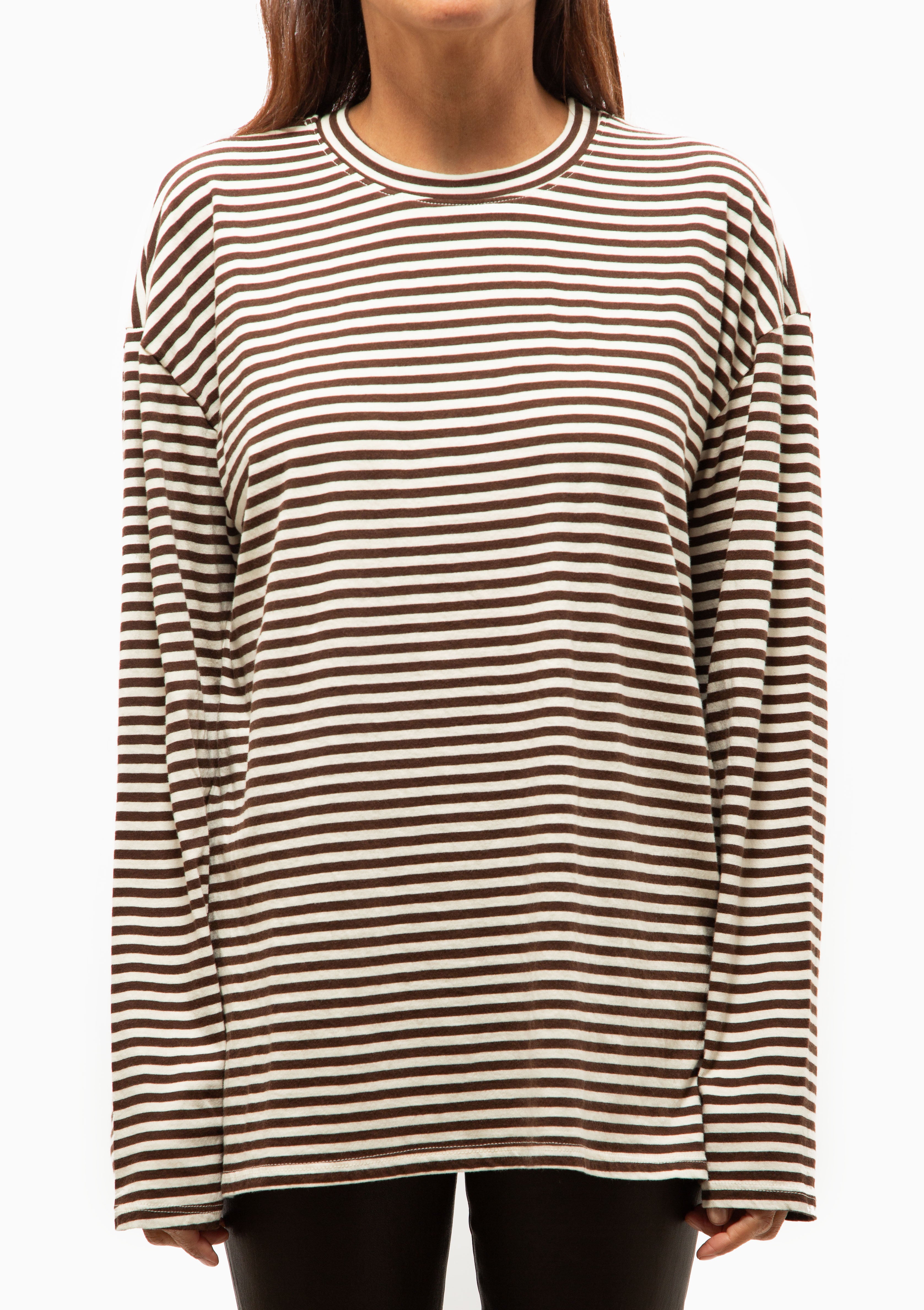 Long Sleeve Oversized Tee | Americano Stripe