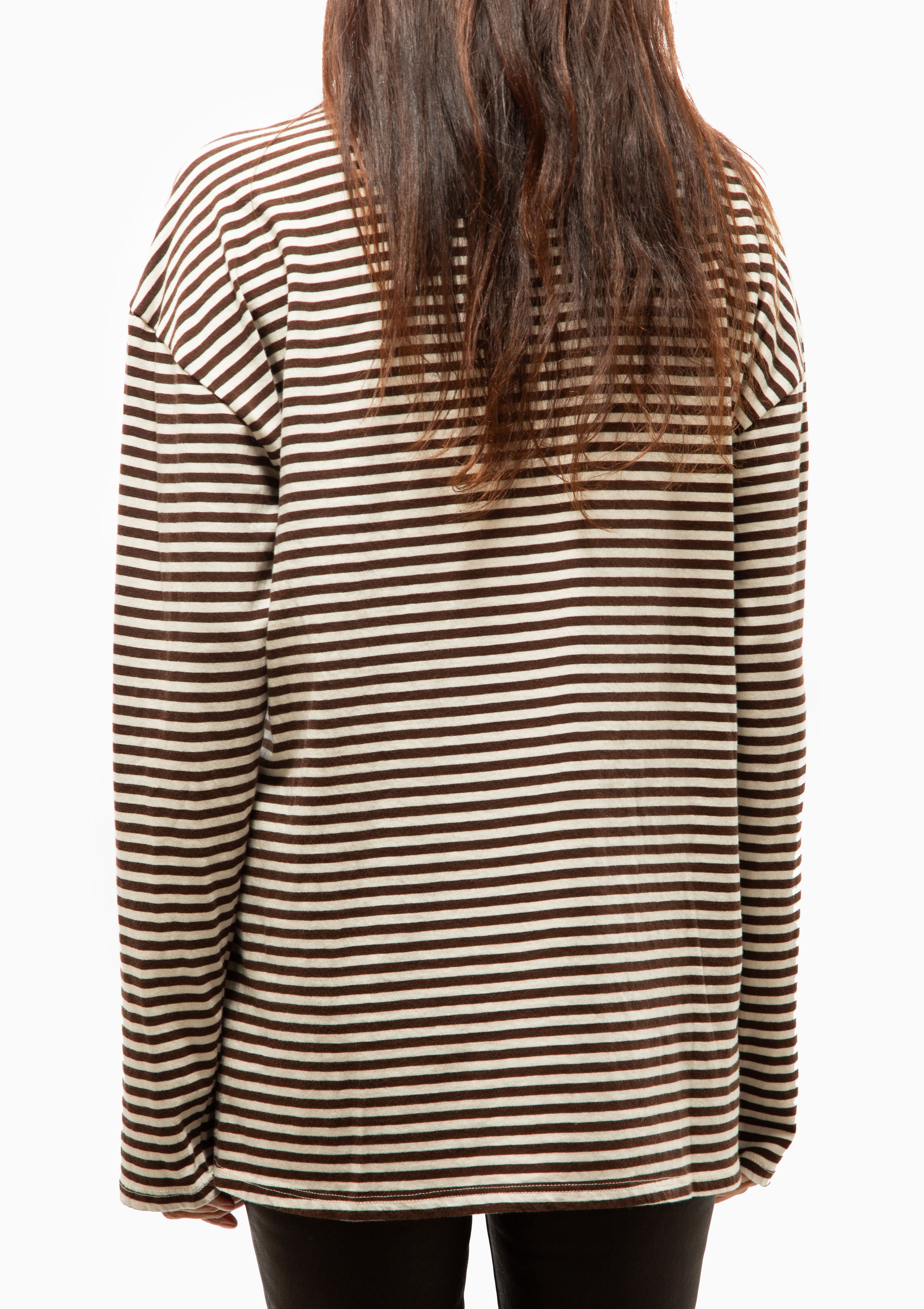 Long Sleeve Oversized Tee | Americano Stripe