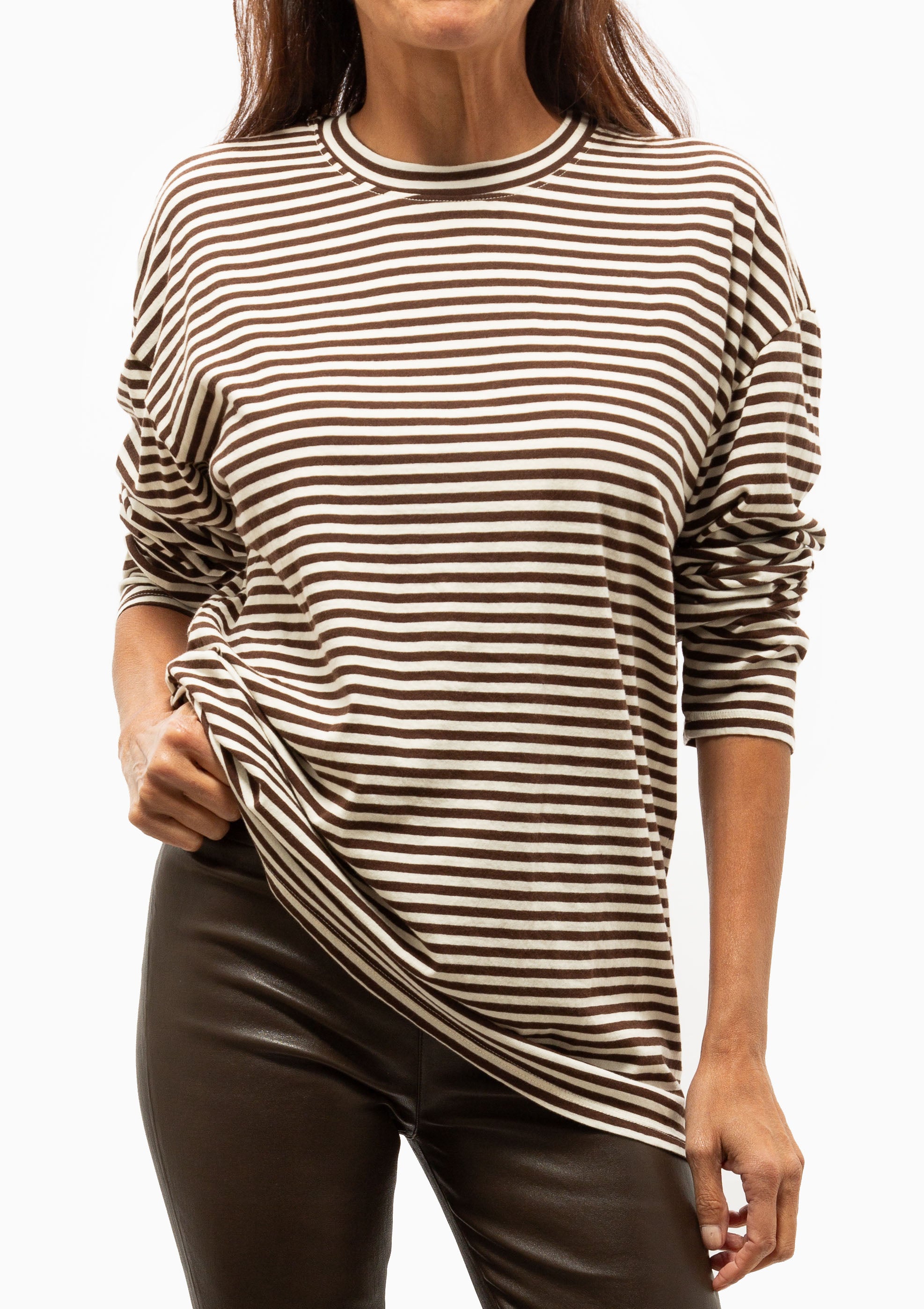 Long Sleeve Oversized Tee | Americano Stripe