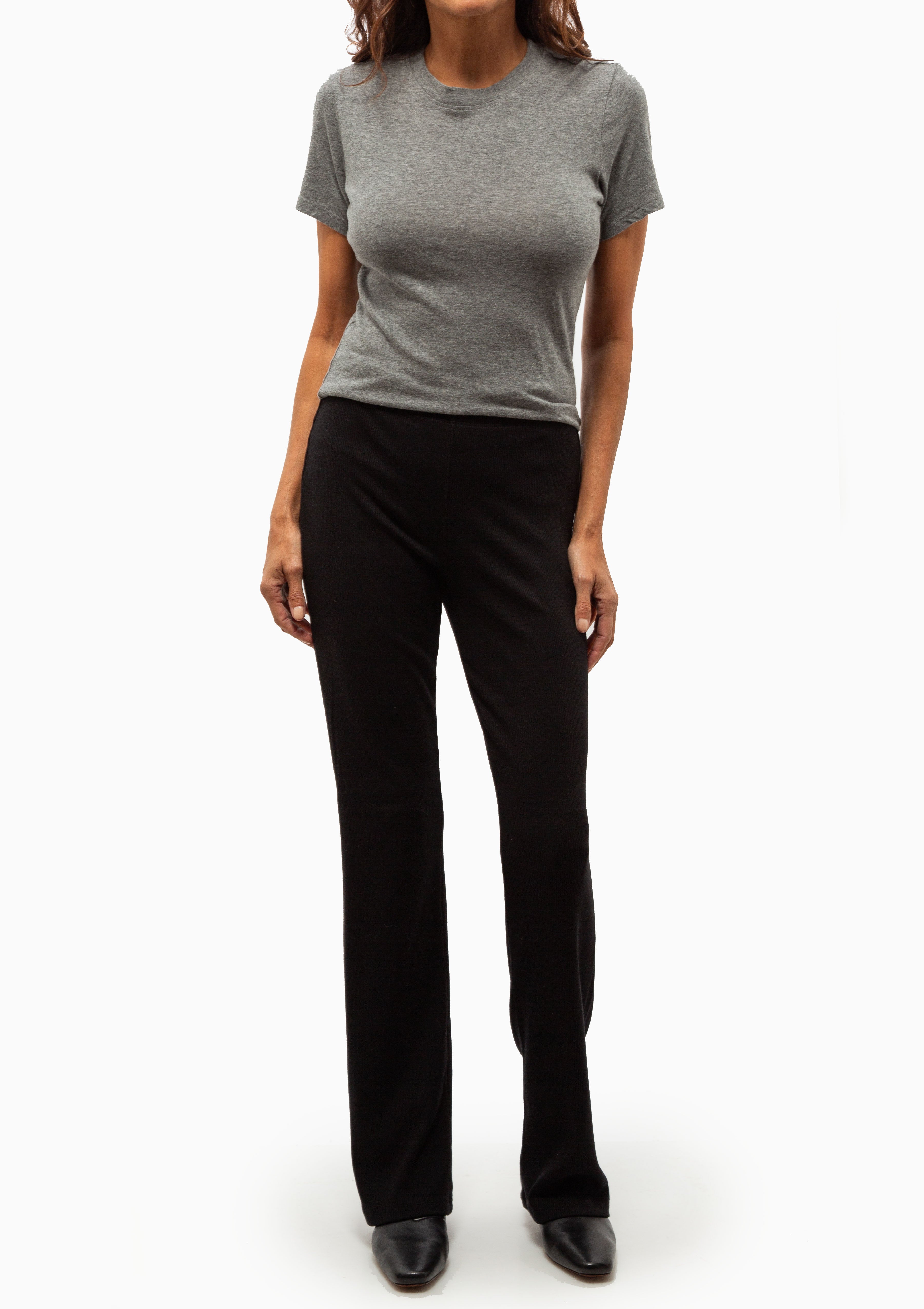 Rib Bootcut Pants | Black