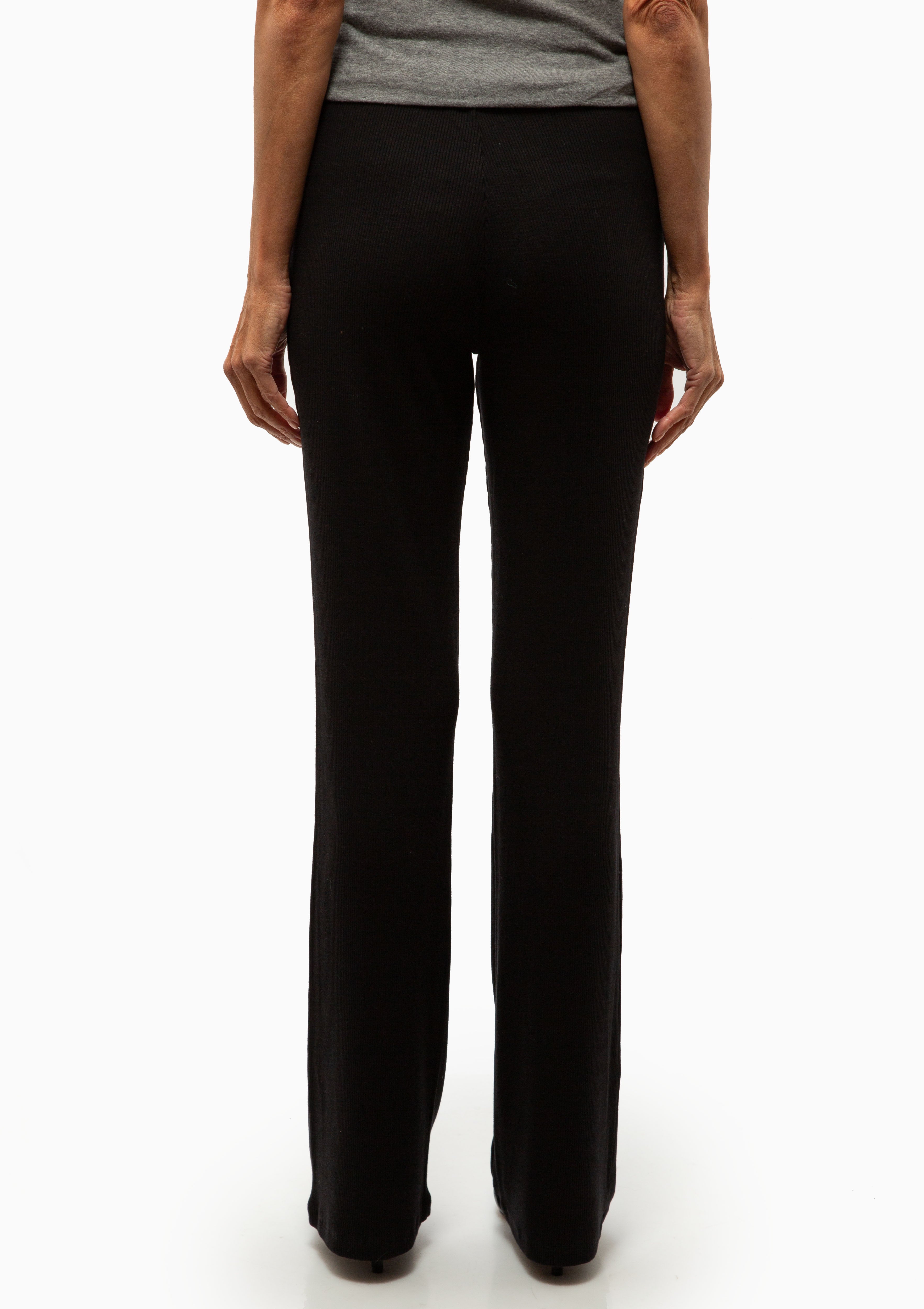 Rib Bootcut Pants | Black