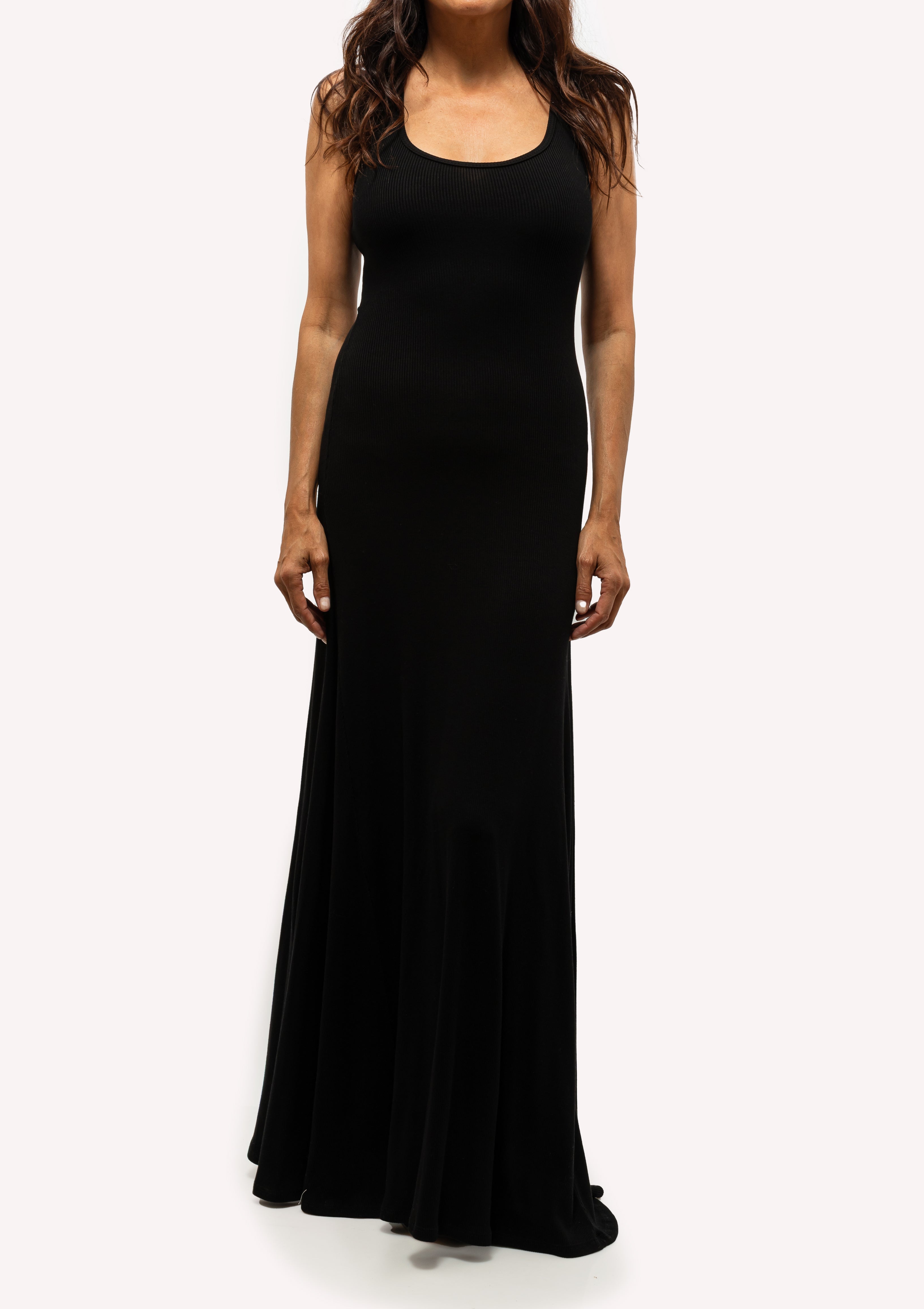 Rib Tank Maxi Dress | Black